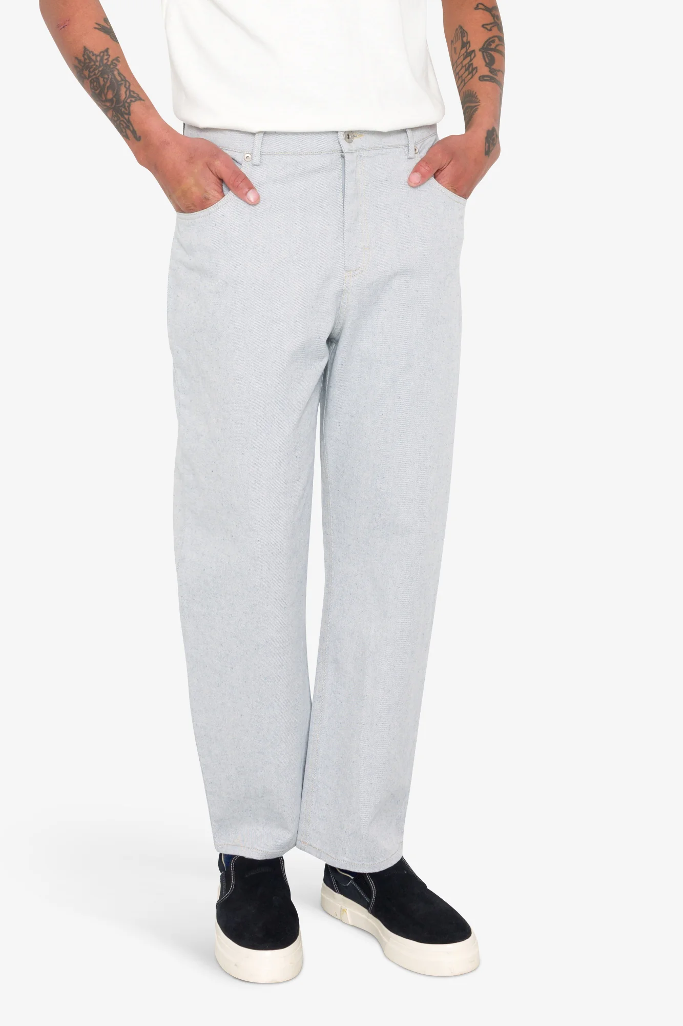 Barrel Leg Trouser - Ice Blue Twill Denim - Image 7