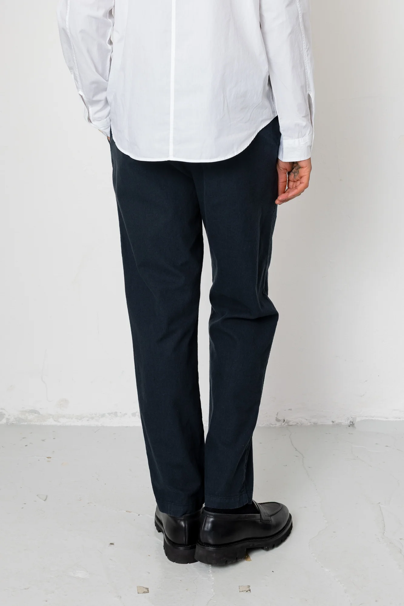 Fixed Waistband Cotton Linen Trouser - Soft Black - Image 7