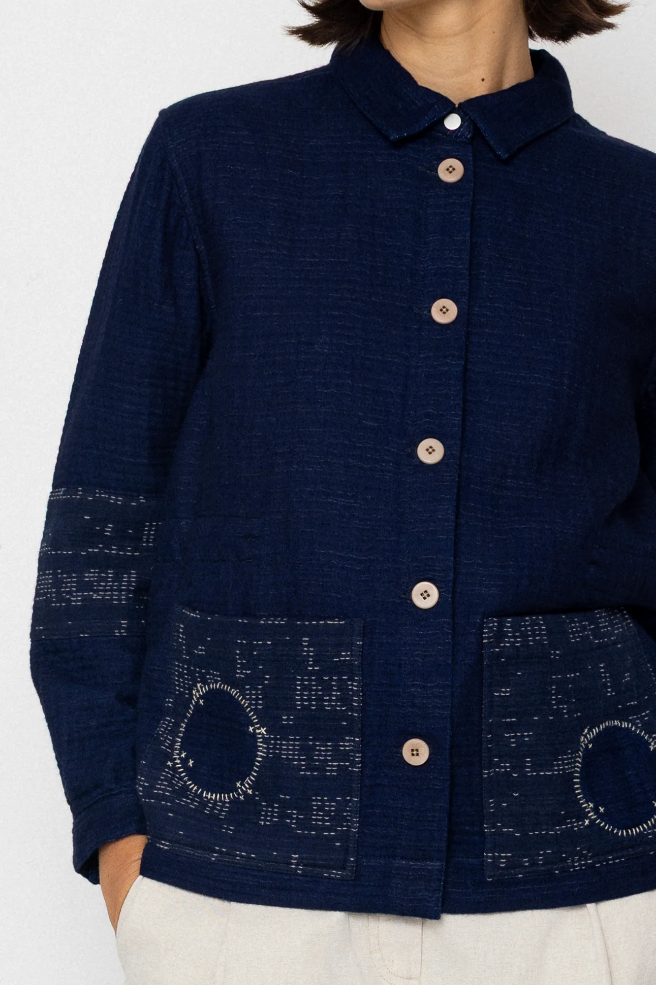 Assembly Jacket - Stray Float Stitch Indigo - Image 6