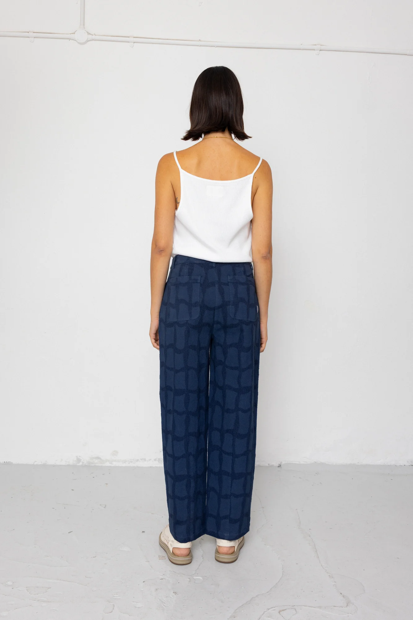 Baggy Trouser - Irregular Block Jacquard Navy - Image 7