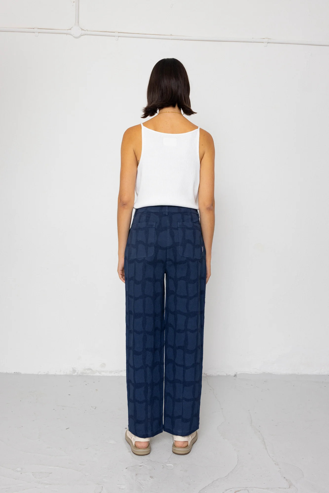 Baggy Trouser - Irregular Block Jacquard Navy - Image 9