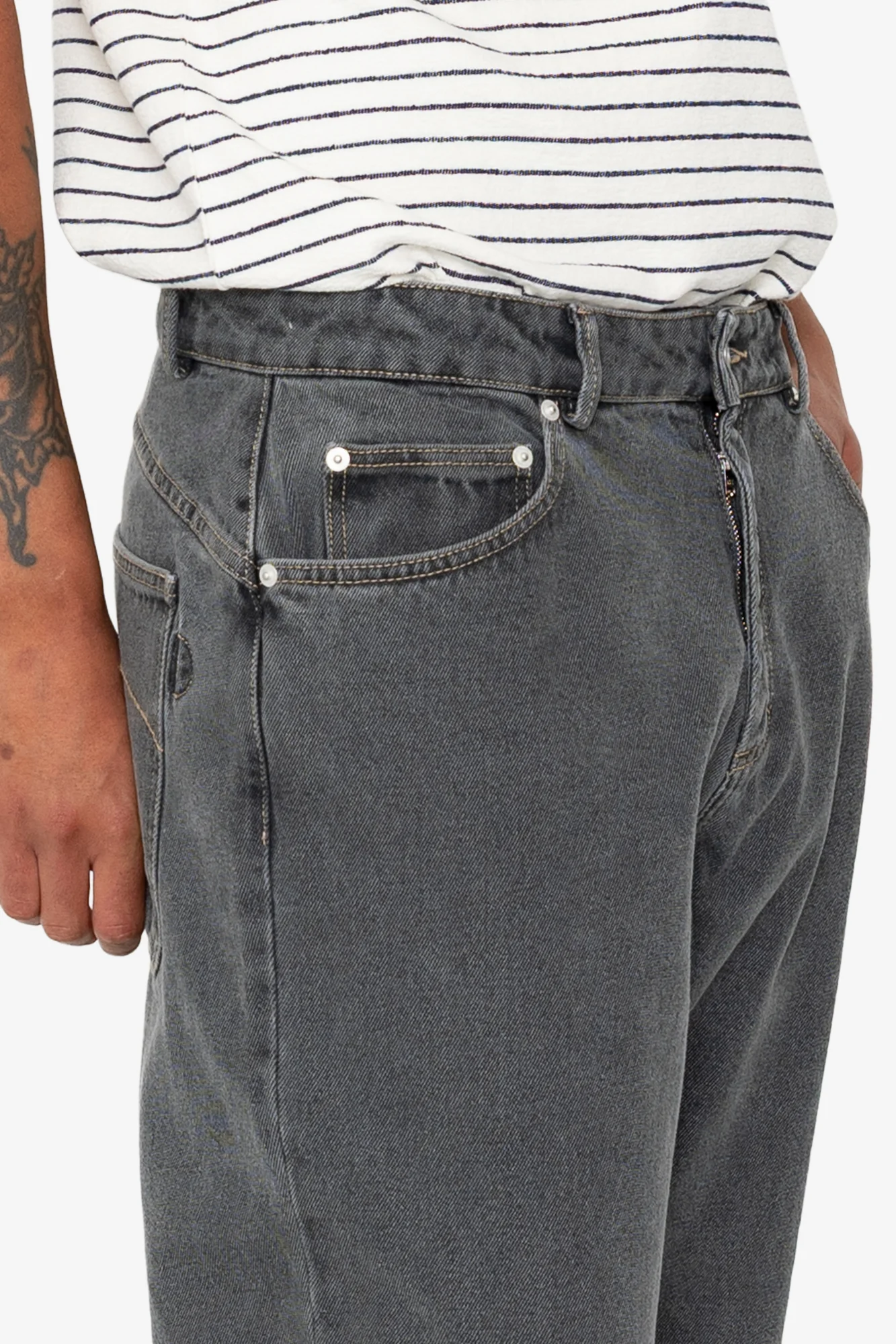Barrel Leg Trouser - Smoke Grey Denim - Image 8