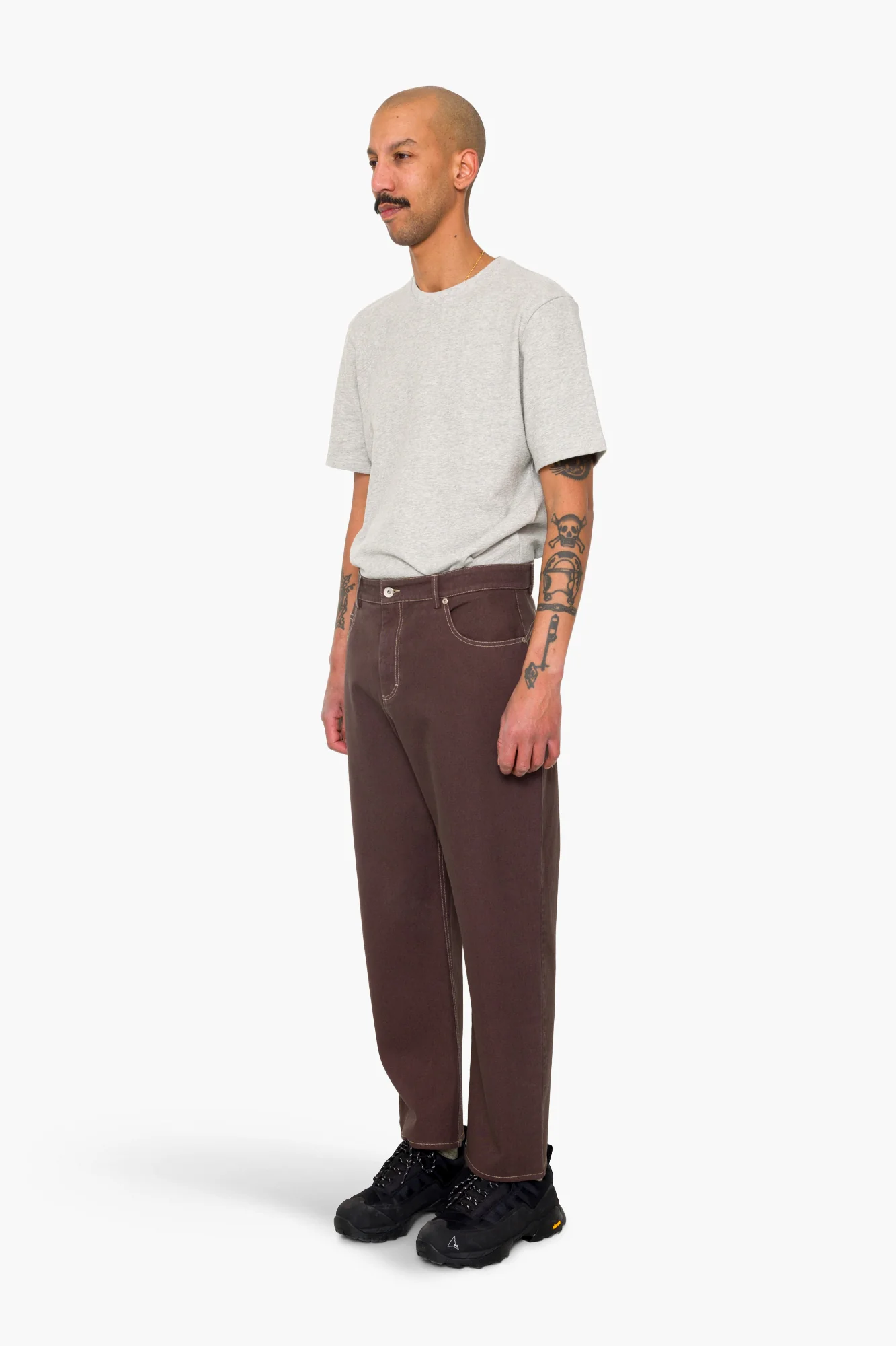 Barrel Leg Trouser - Soft Brown Twill - Image 3