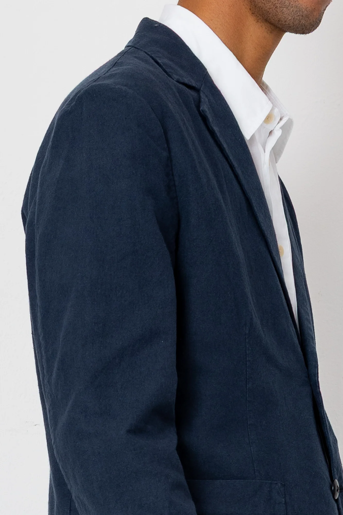 Cotton Linen Blazer - Dark Navy - Image 3