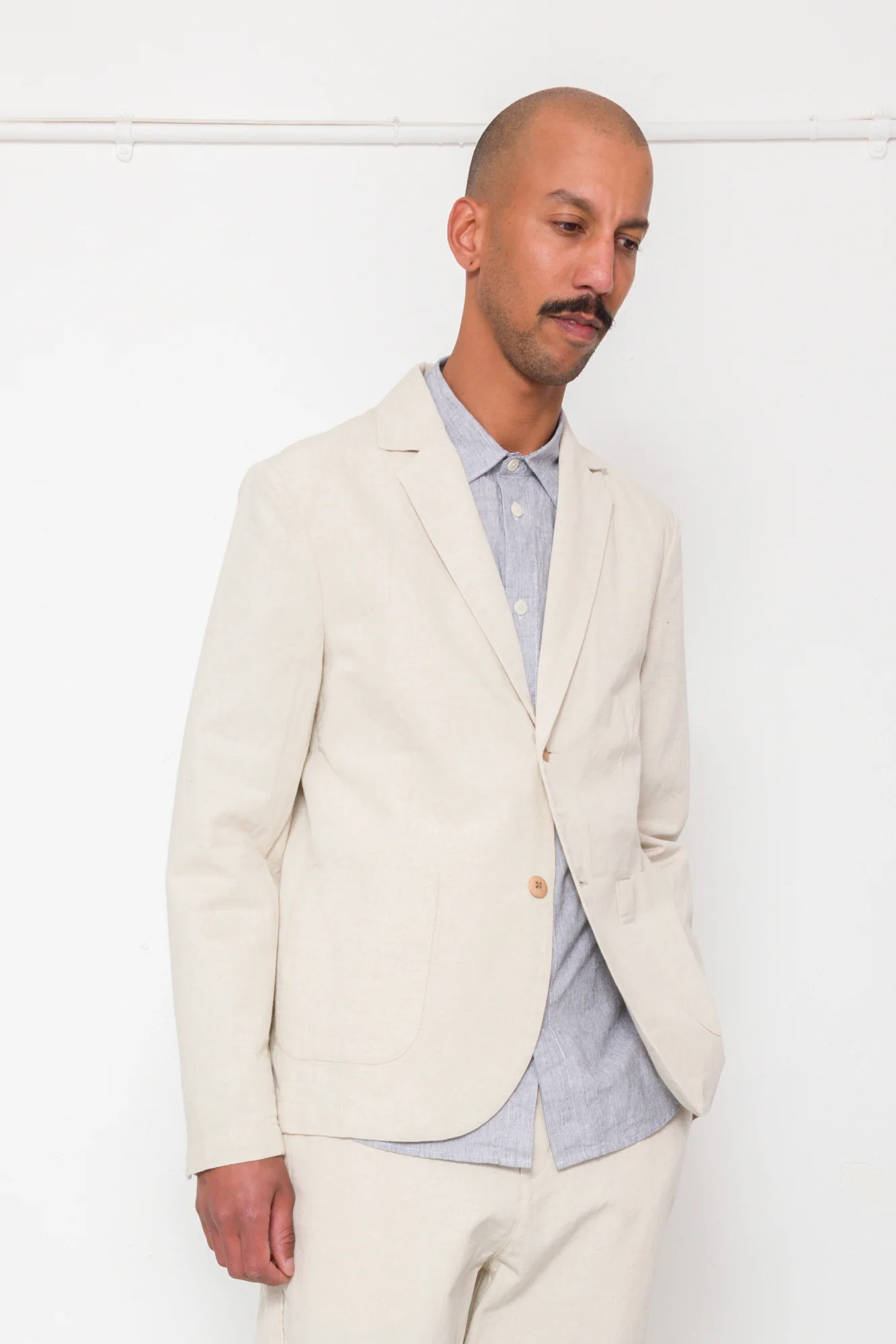 Cotton Linen Blazer - Natural Linen Canvas - Image 6