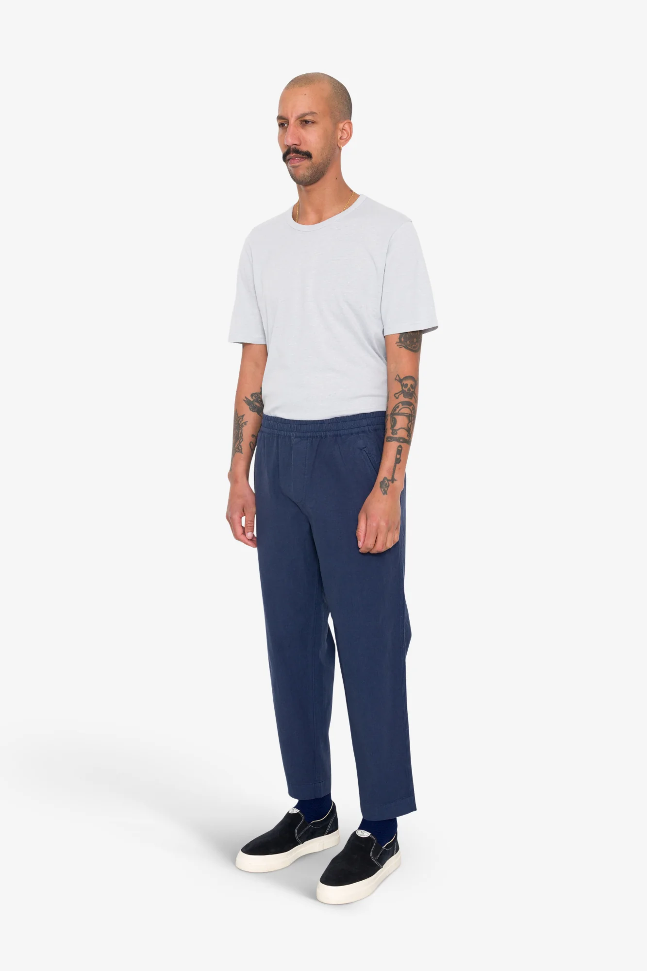 Drawcord Assembly Pant - Soft Navy Cotton Linen - Image 3