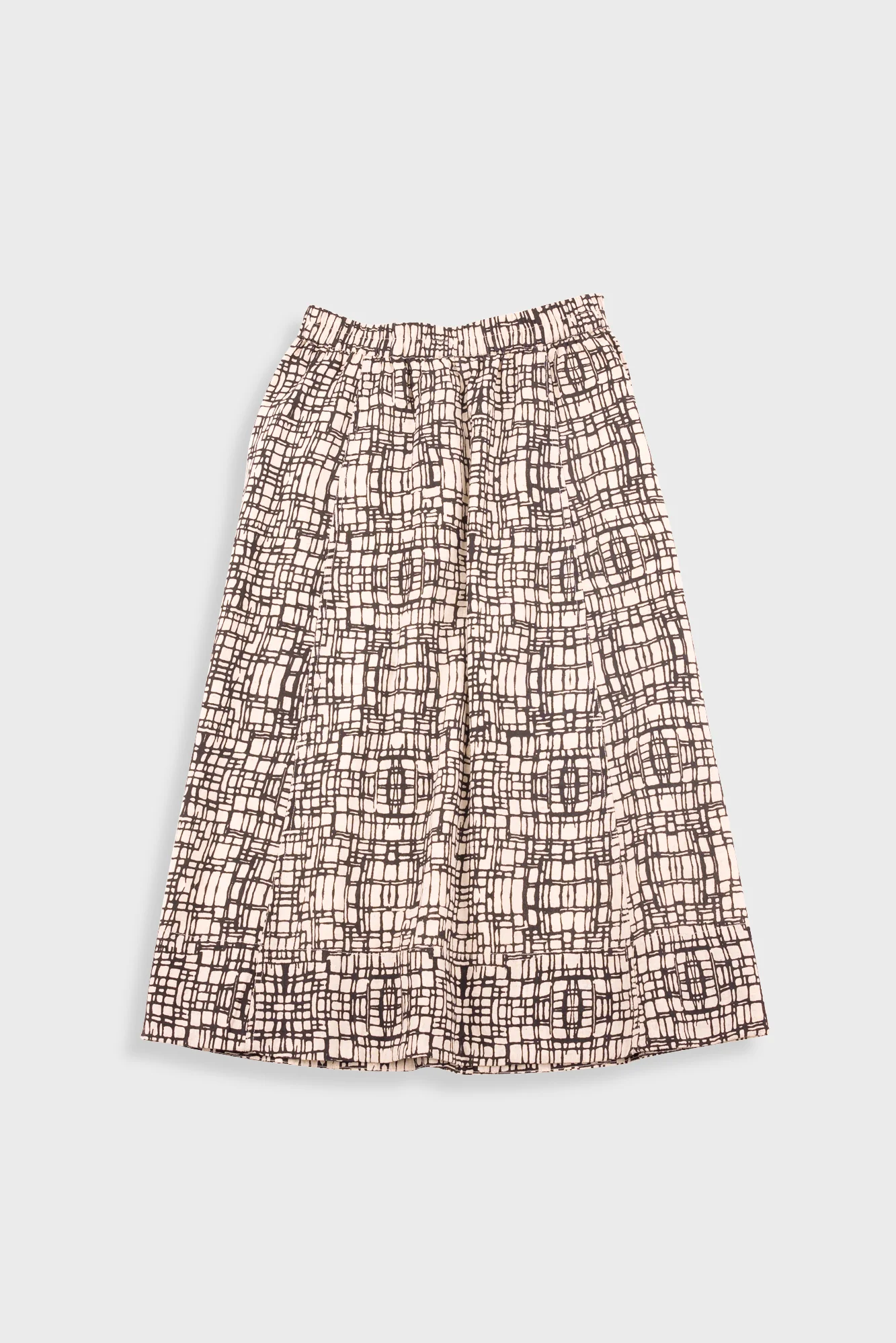 Full Seam Skirt - Black Ecru Maze Print - Image 9