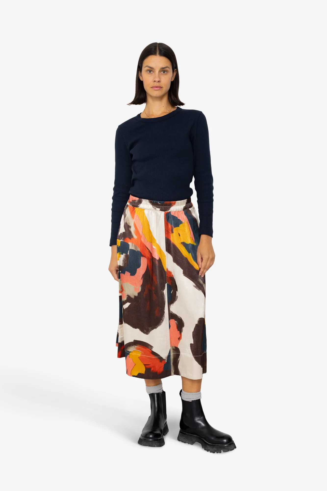 Full Seam Skirt - Impasto Print Satin - Image 10