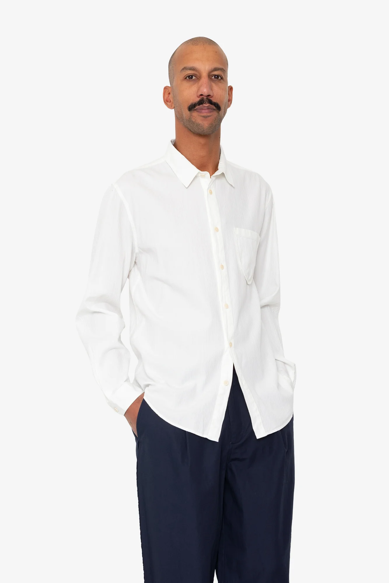 Herringbone Curve Shirt - Off White - Image 6