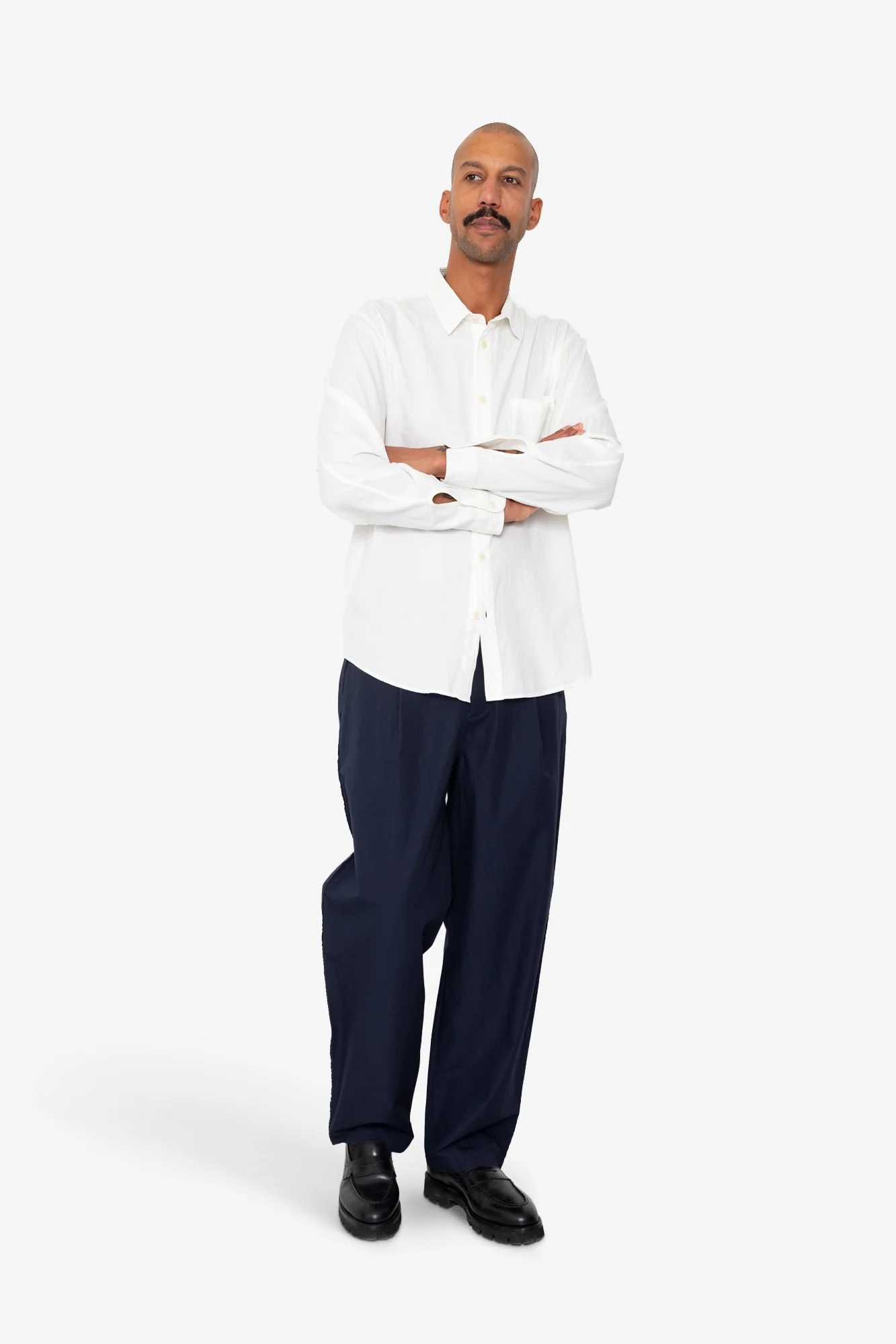 Herringbone Curve Shirt - Off White - Image 8