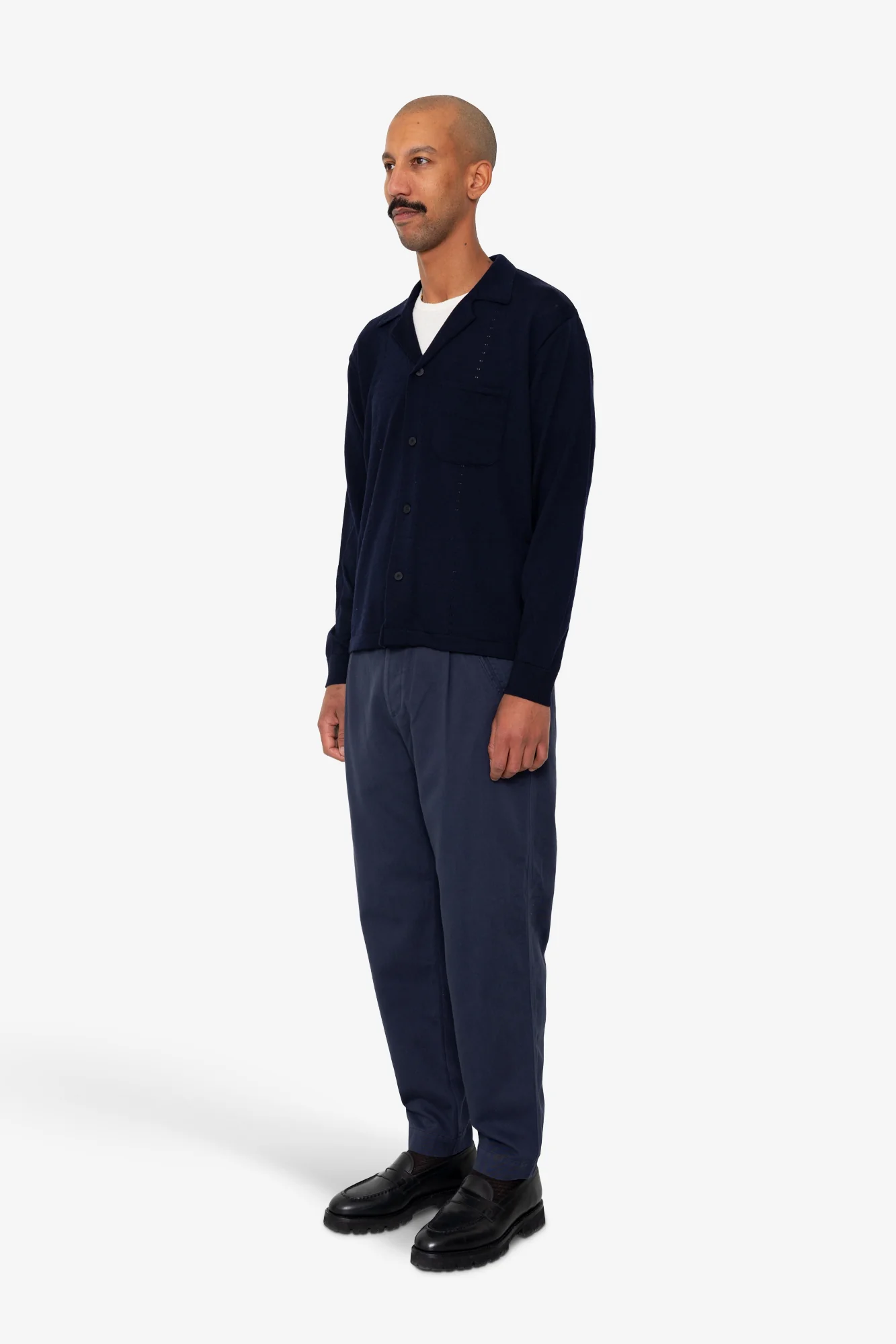 Folk Knitted Shirt - Navy - Image 3