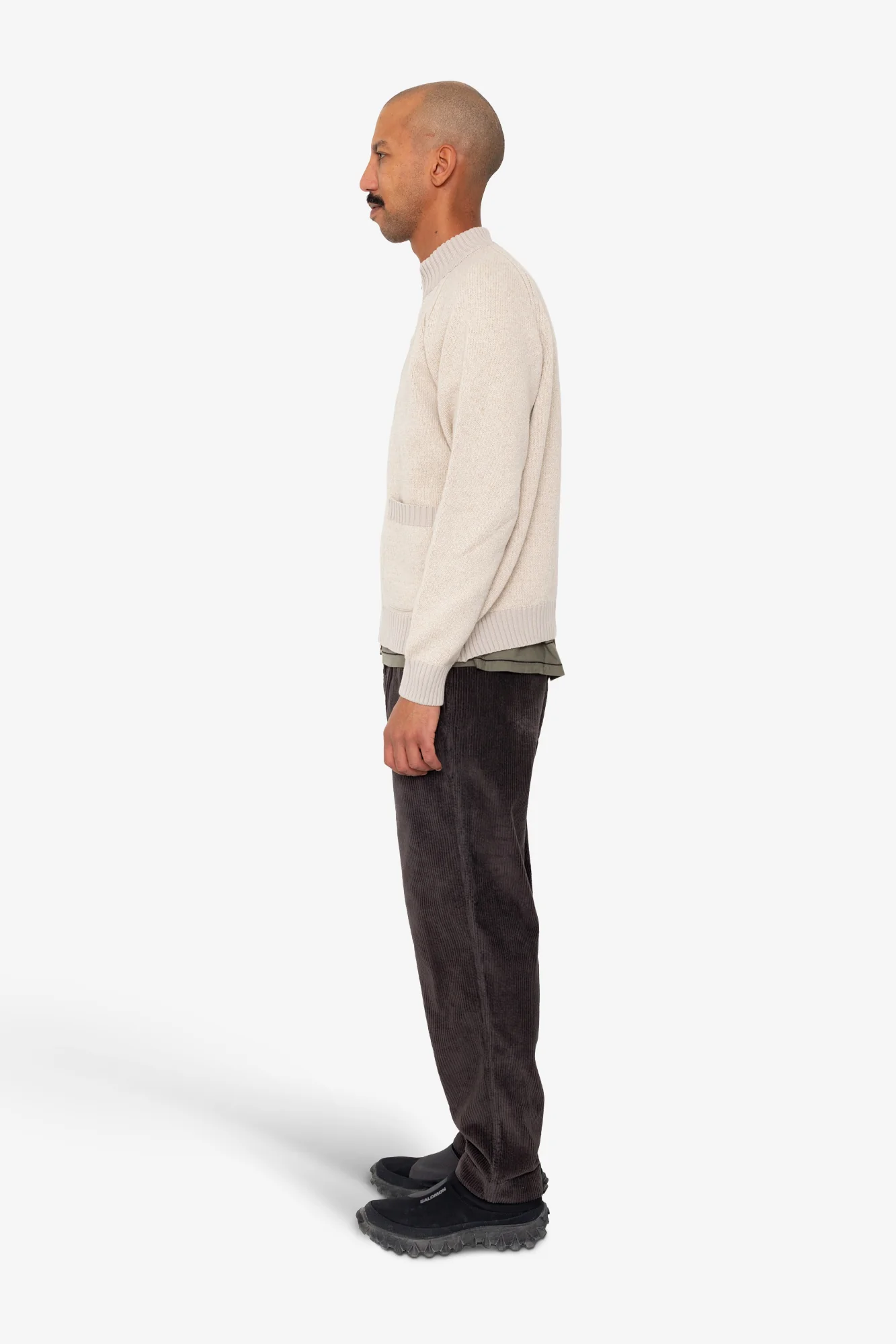 Knitted Zip Thru Bomber - Stone - Image 4