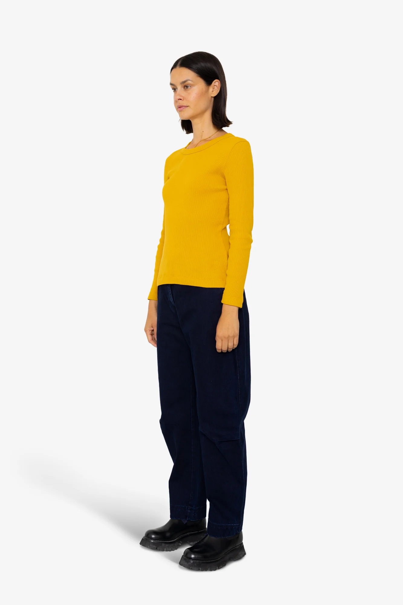 Long Sleeve Fitted T-Shirt - Chrome Yellow - Image 3