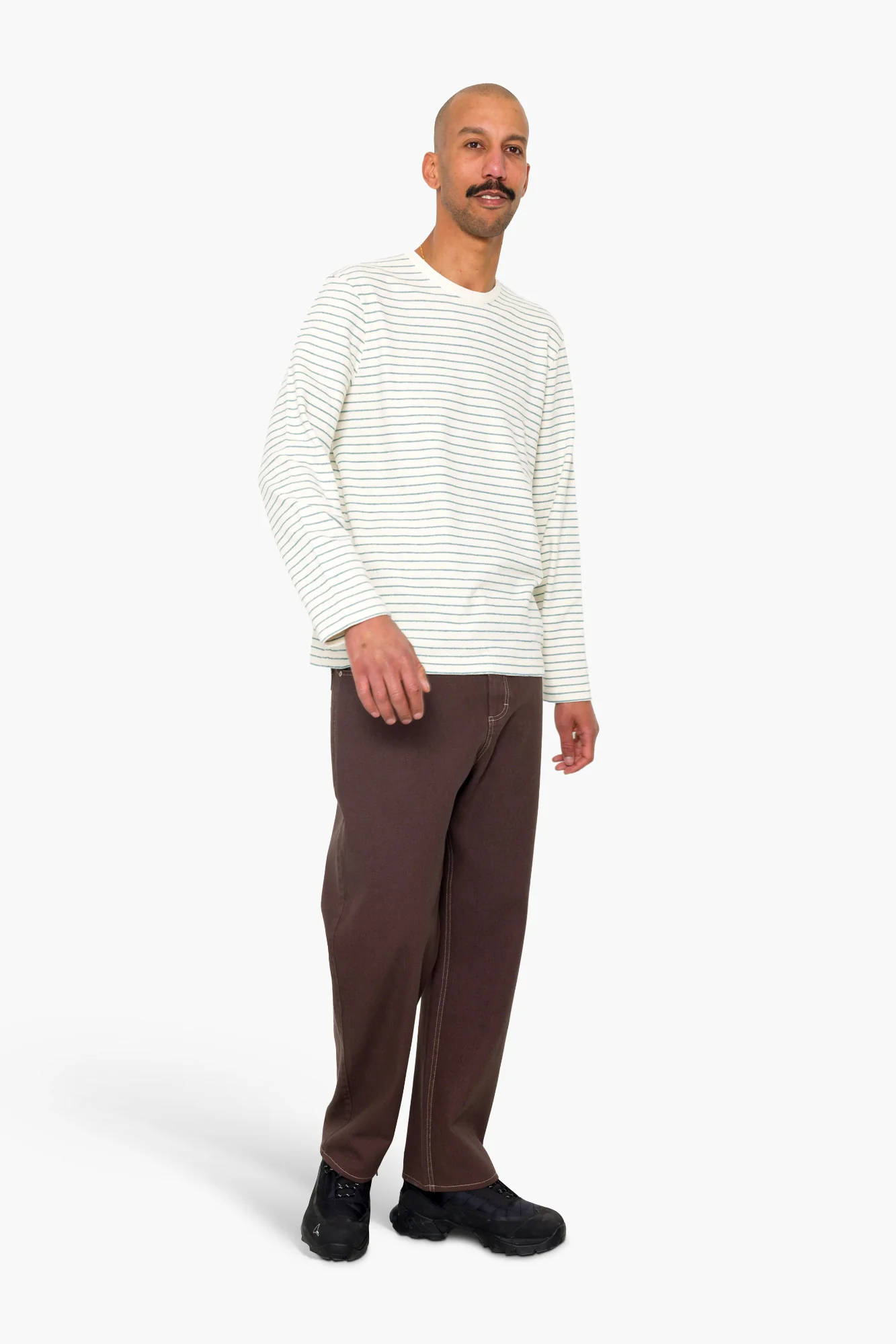 Long Sleeve Textured Stripe T-Shirt - Ecru / Misty Green - Image 7