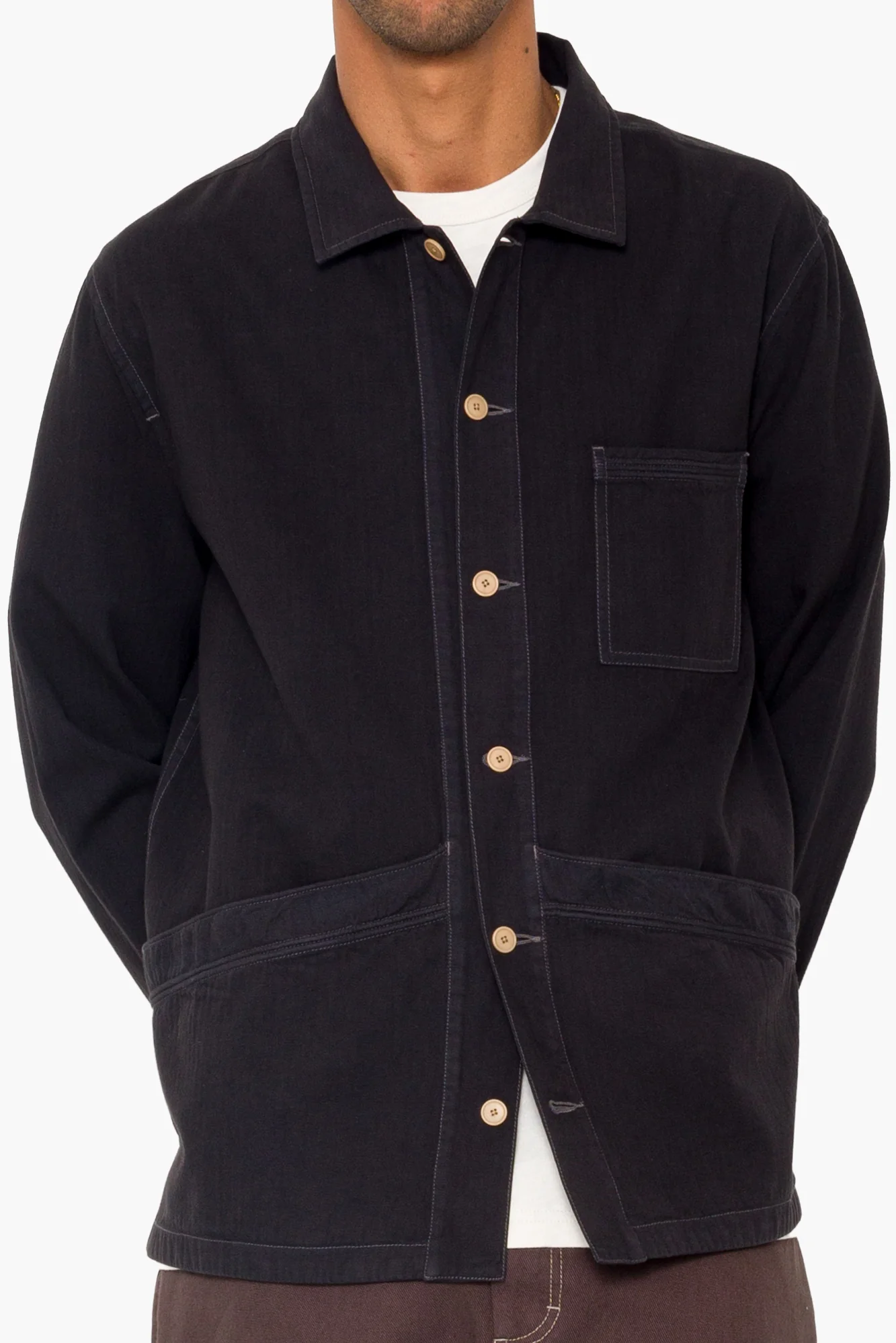 Meyer Shirt Jacket - Black Herringbone - Image 3