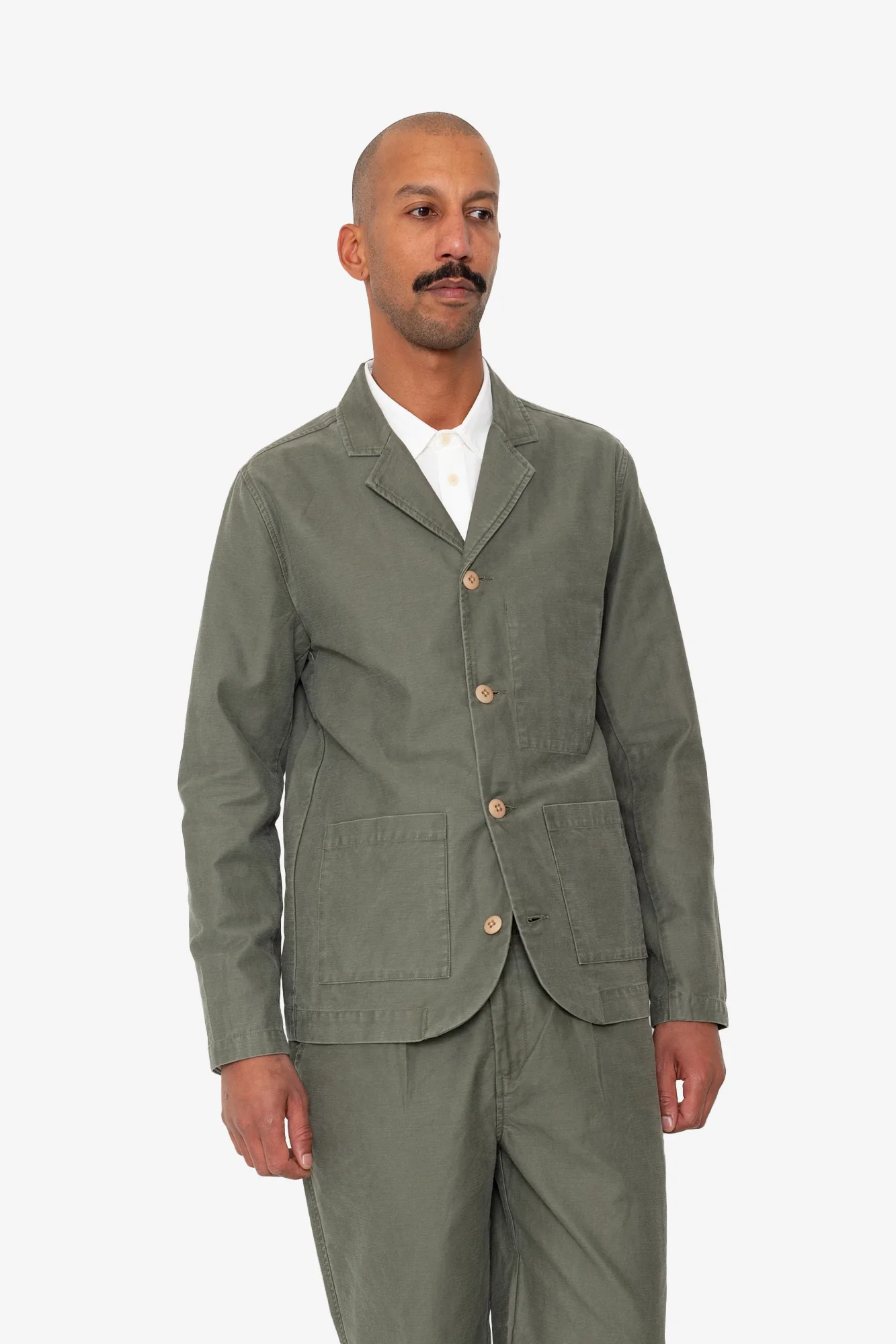 Patch Jacket - Dark Olive Slub - Image 6