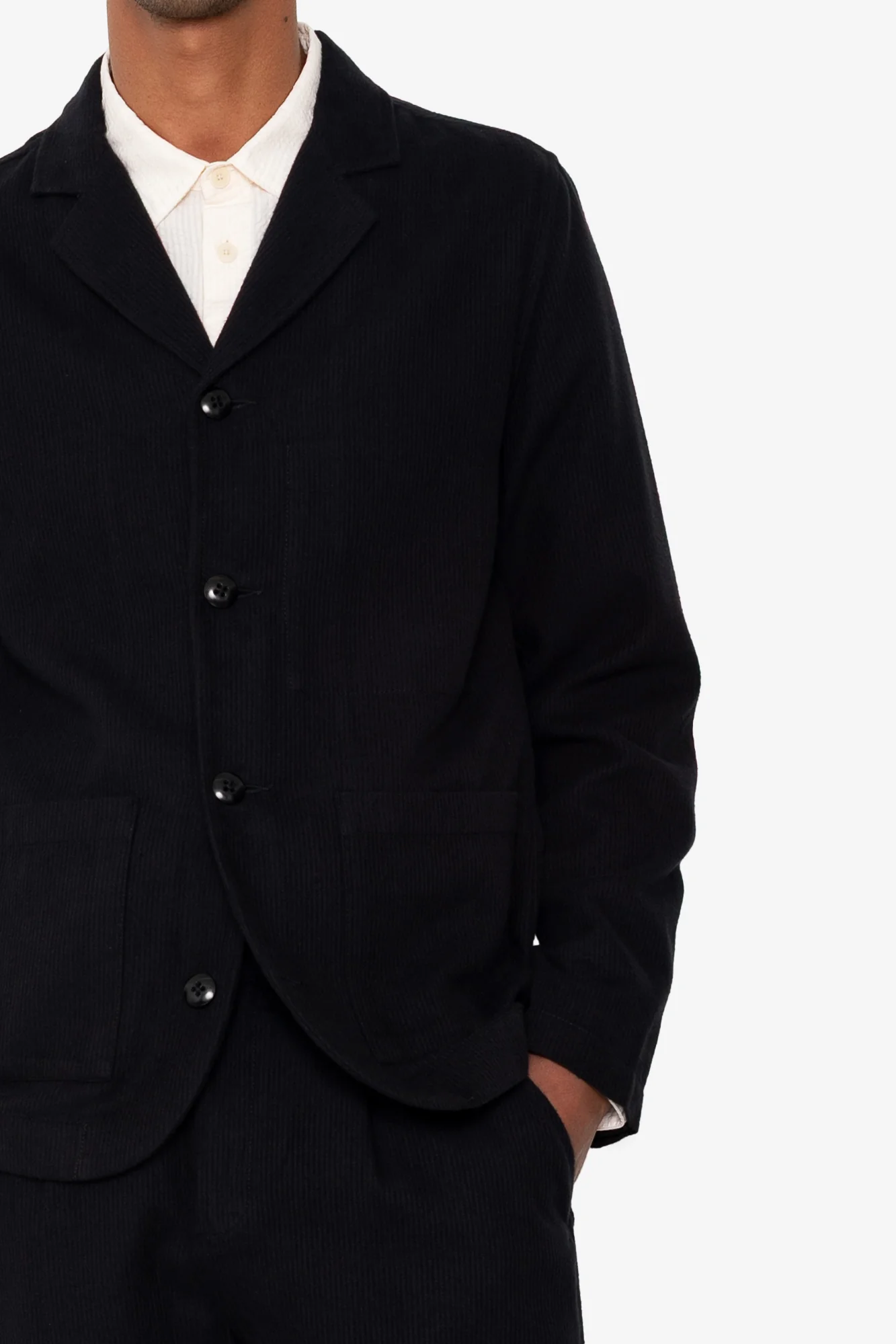 Patch Jacket - Soft Black Brushed Stripe - Image 7