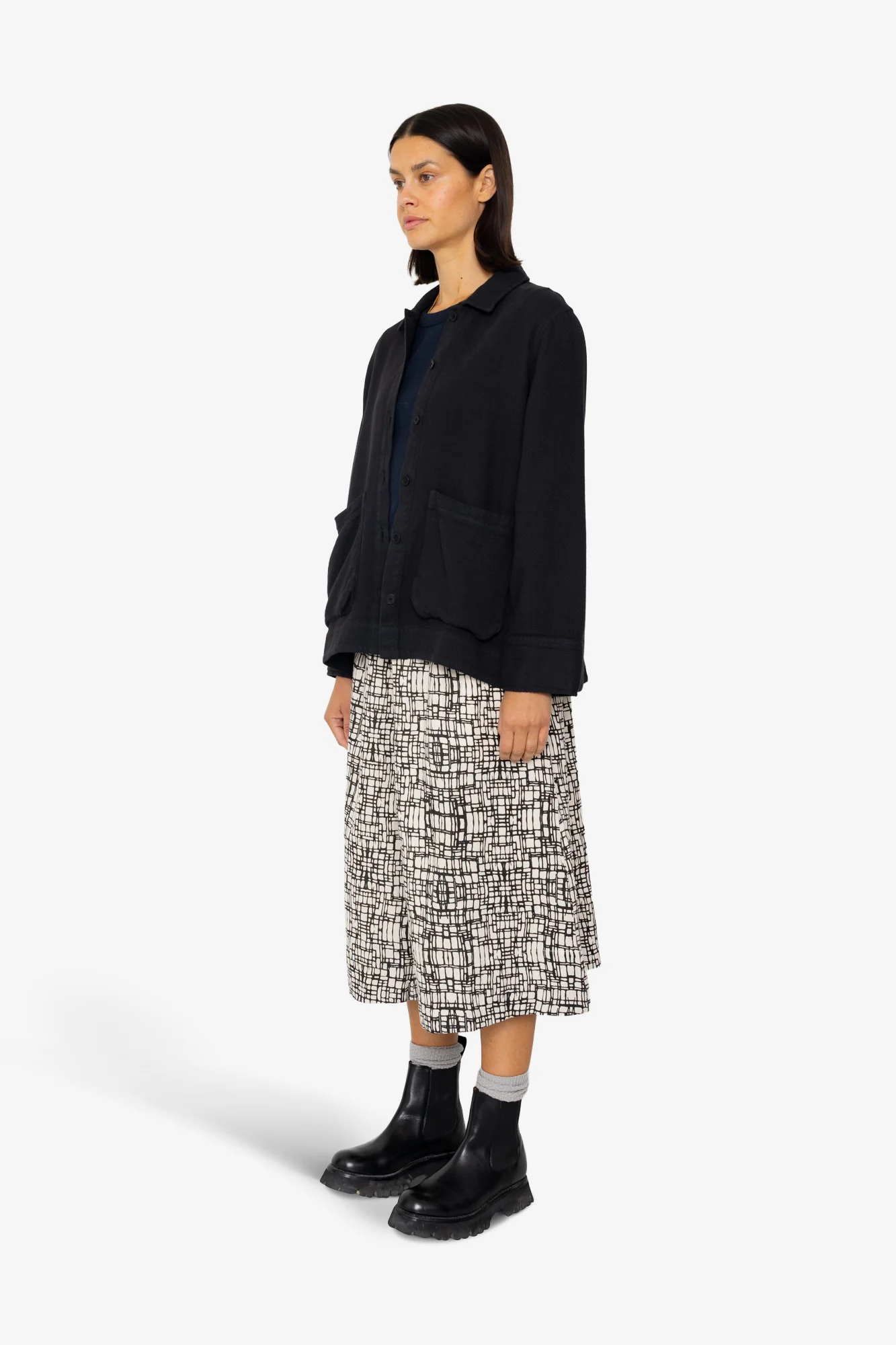 Pleated Shirt - Black Small Basketweave - Image 3