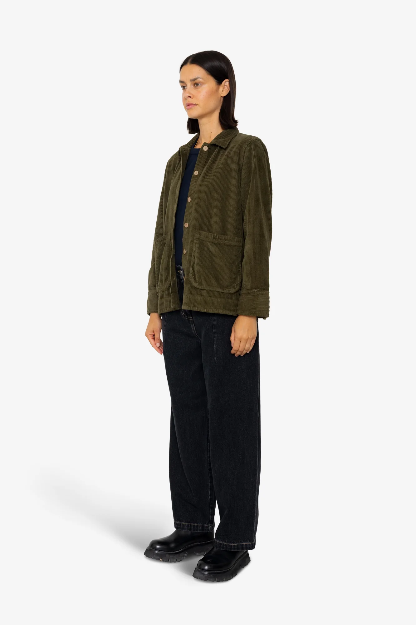 Pleated Shirt - Olive Cord - Image 3