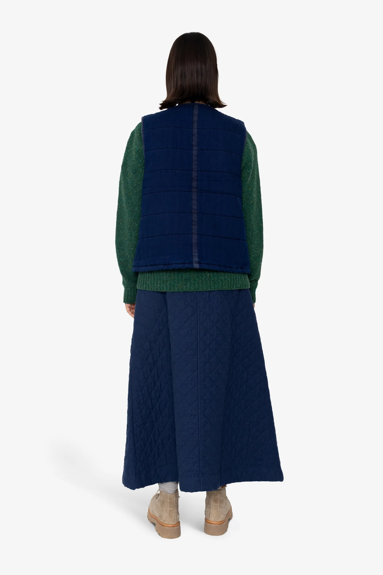 Quilted Gilet - Denim Herringbone - Image 9