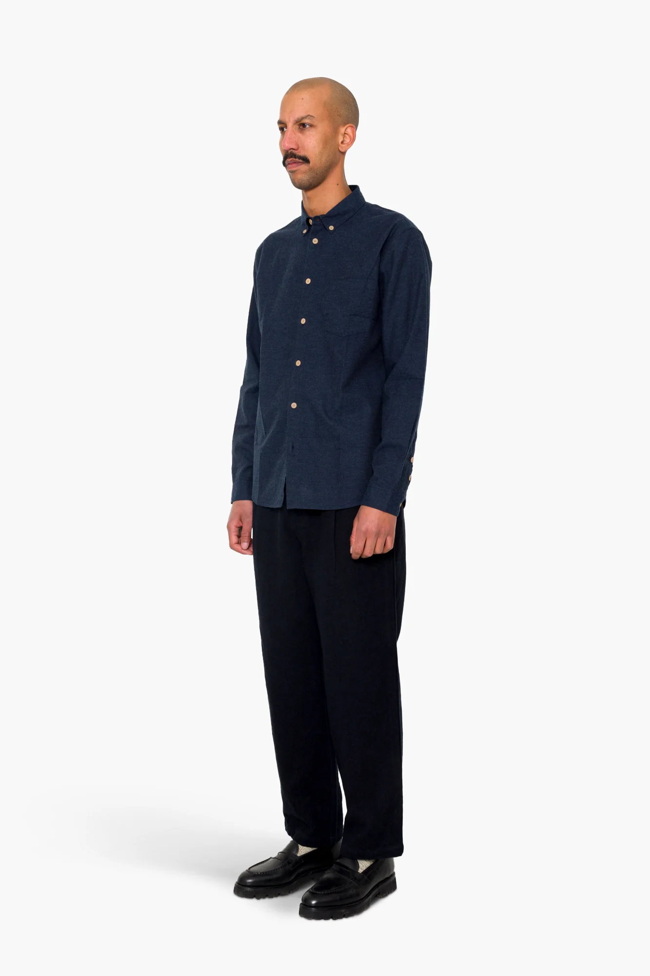 Relaxed Fit Shirt - Navy Melange Flannel - Image 3