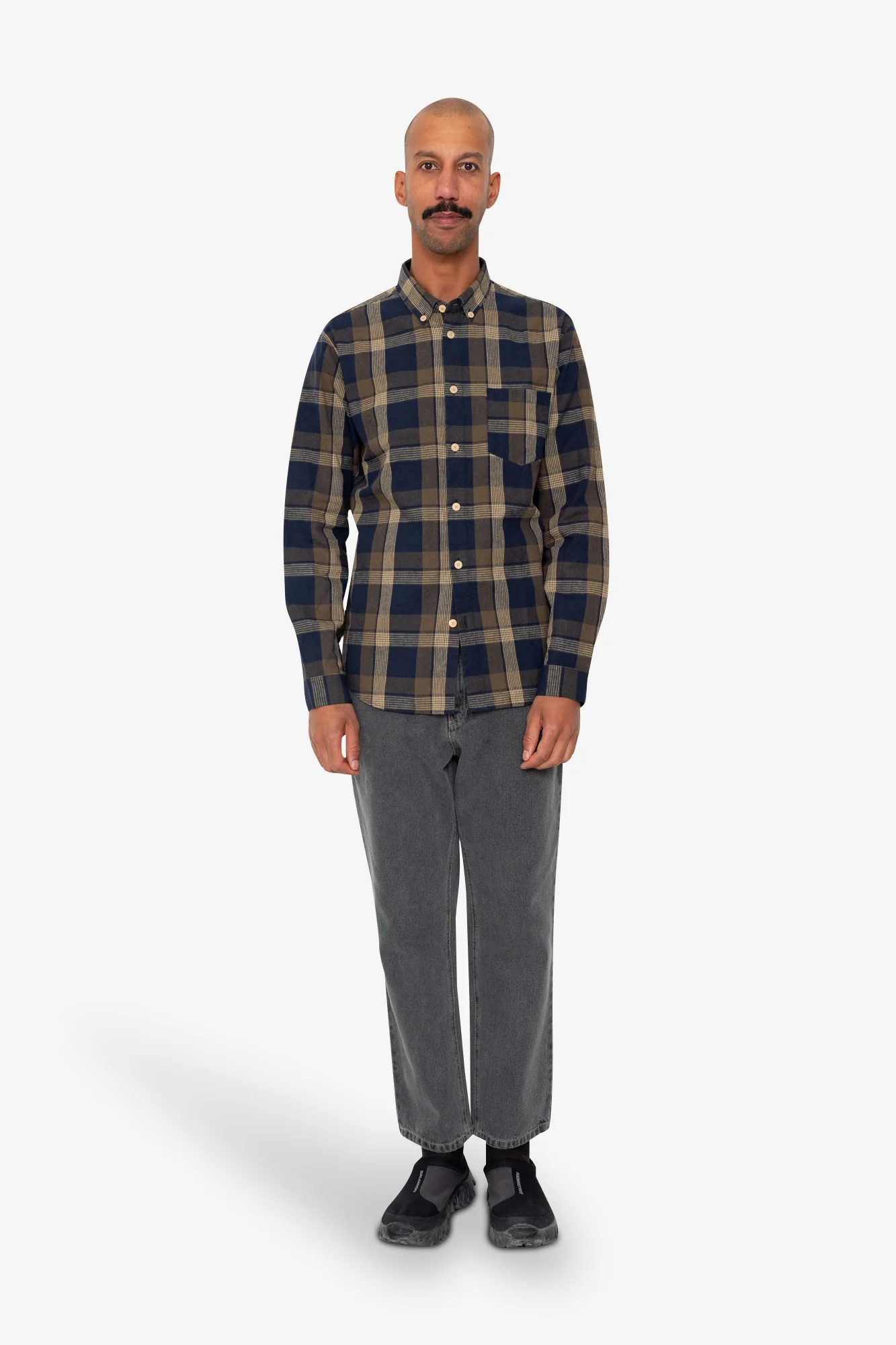 Relaxed Fit Shirt - Navy Olive Check - Image 2
