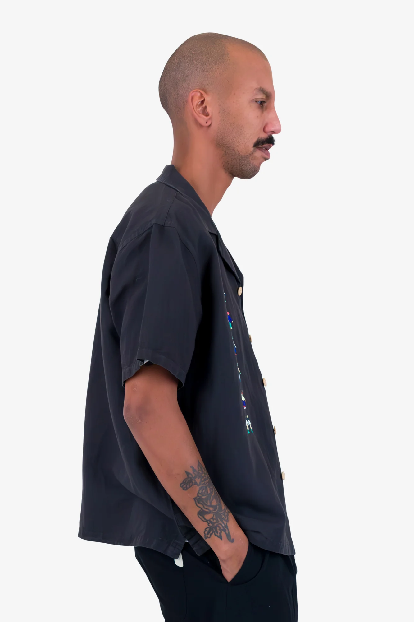 Relaxed Soft Collar Shirt - Soft Black Track Embroidery - Image 11