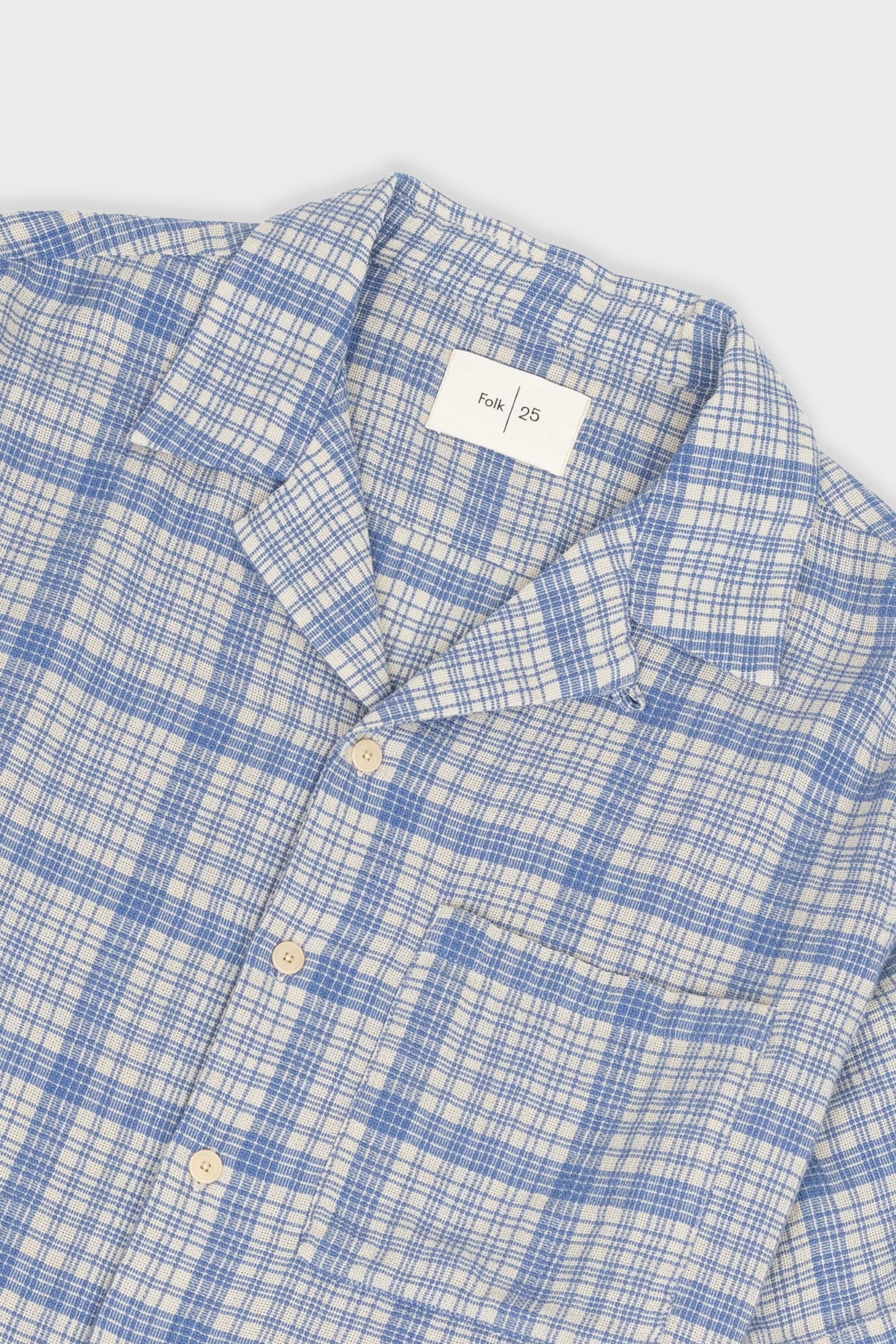 Relaxed Soft Collar Shirt - Stone Blue Open Weave Check - Image 5