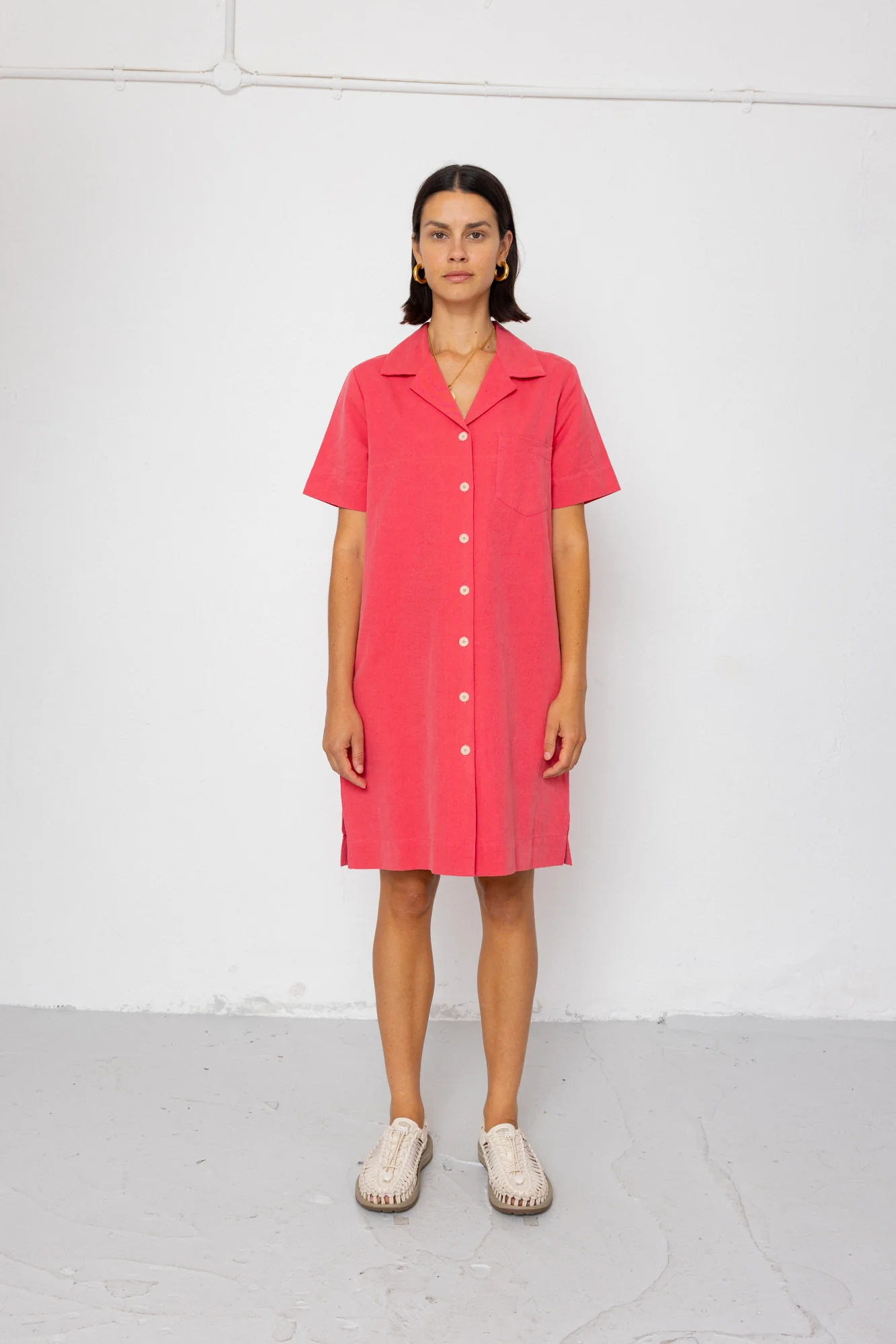 Shirt Dress - Rose Red - Image 3