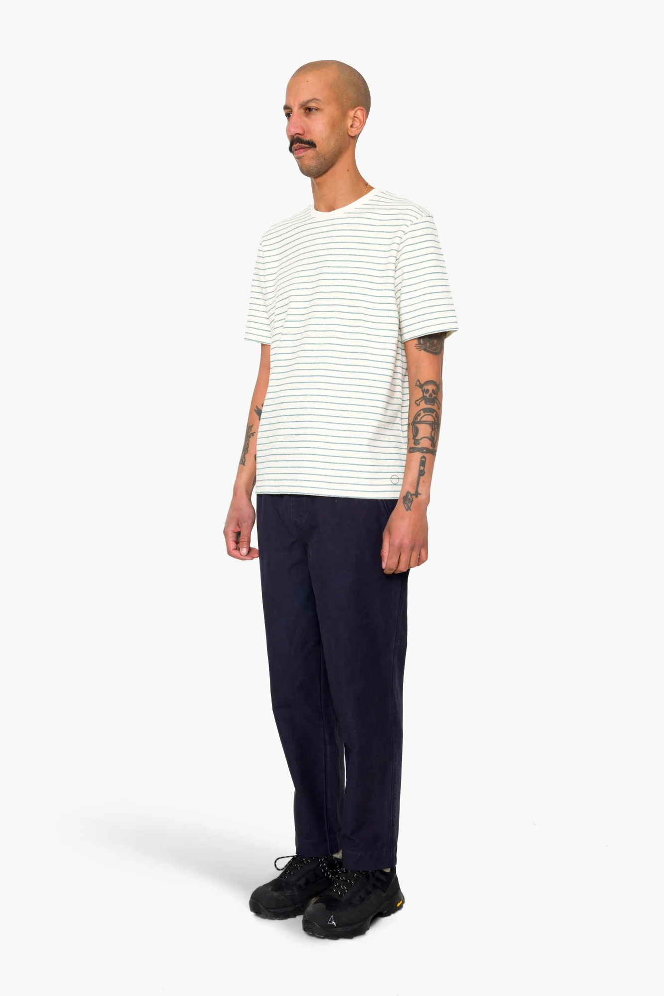 Short Sleeve Textured Stripe T-Shirt - Ecru / Misty Green - Image 3
