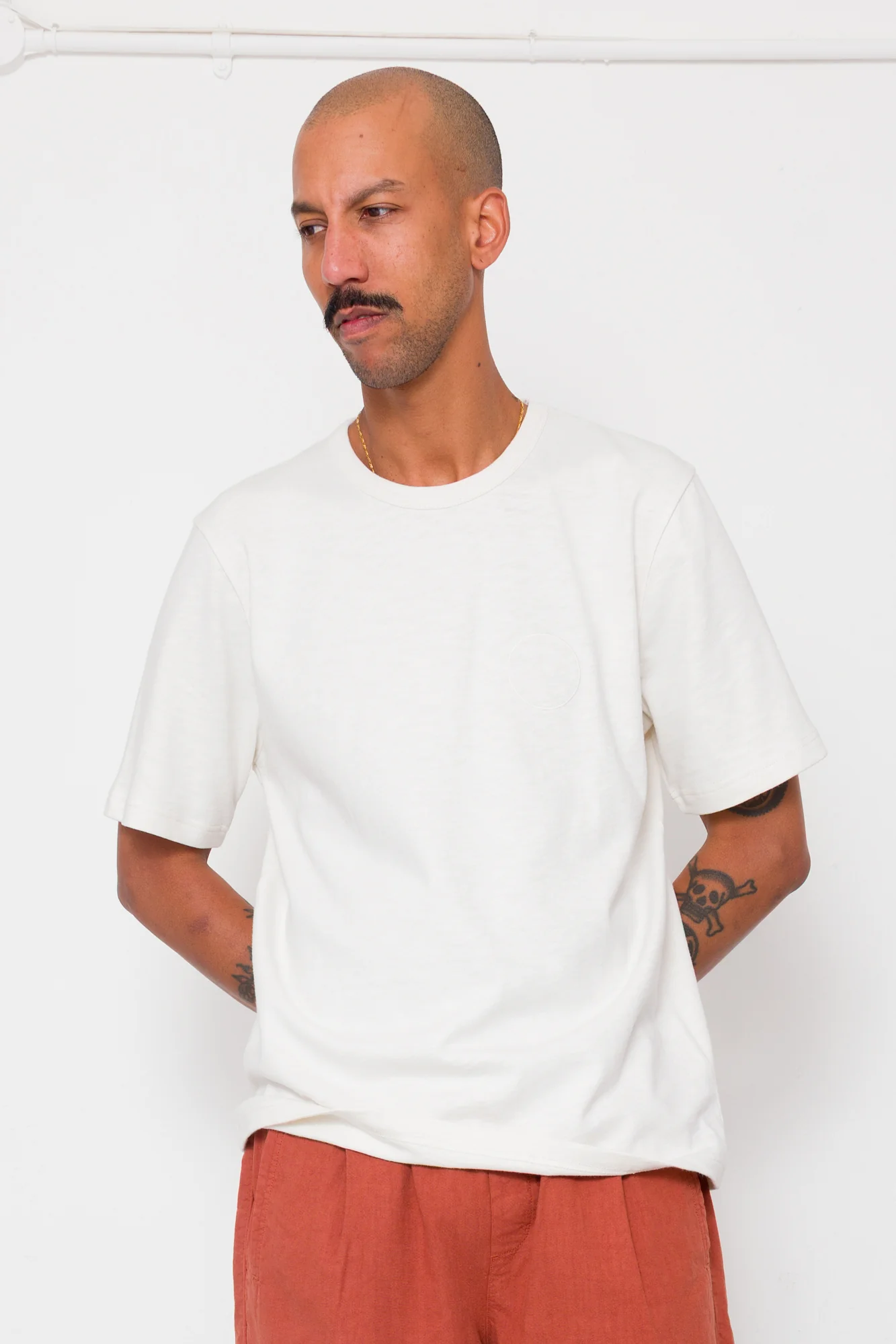 Slub Embroidered T-Shirt - Off White - Image 6