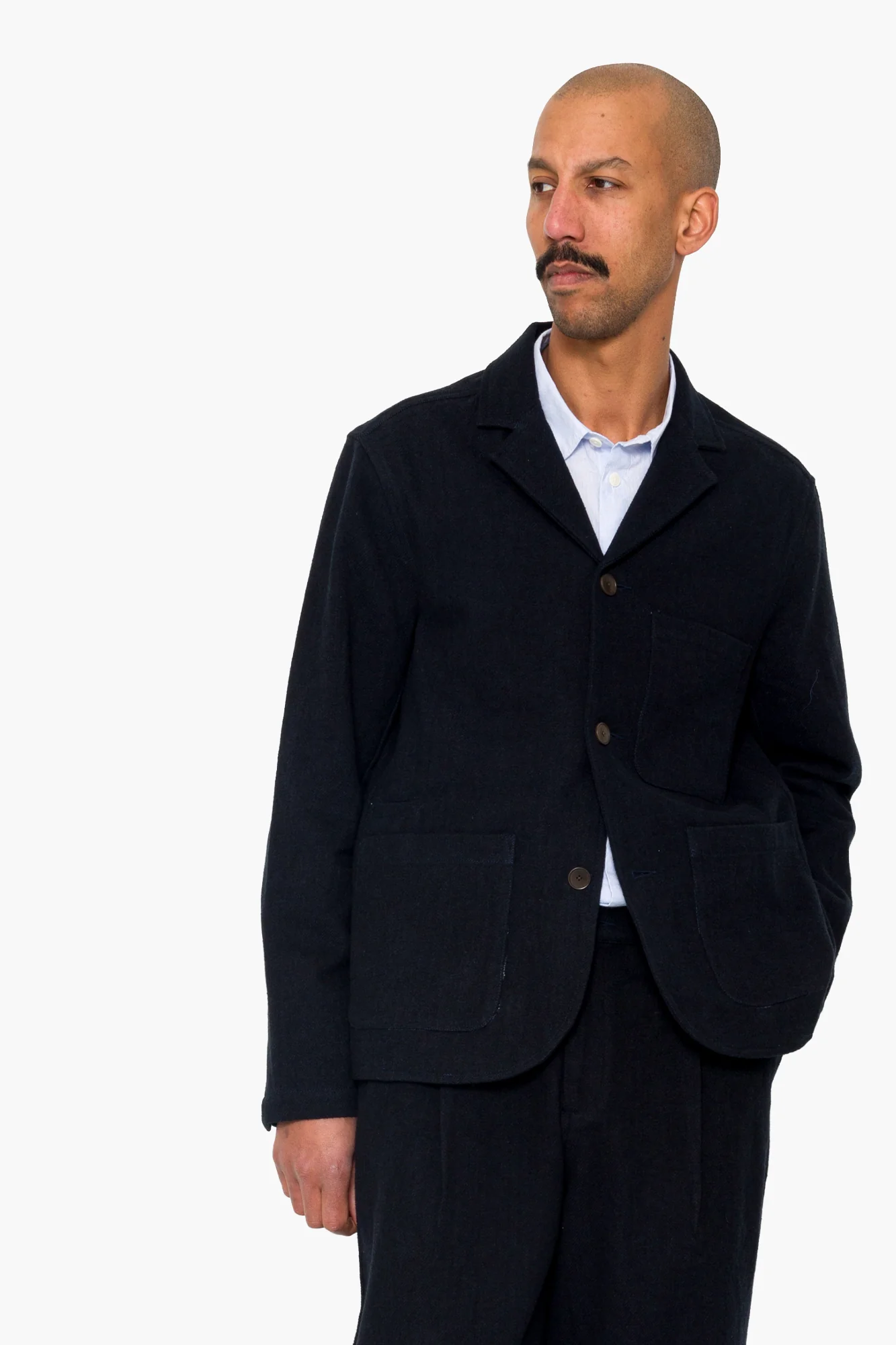 Wide Fit Blazer - Ash Navy Brushed Twill - Image 11