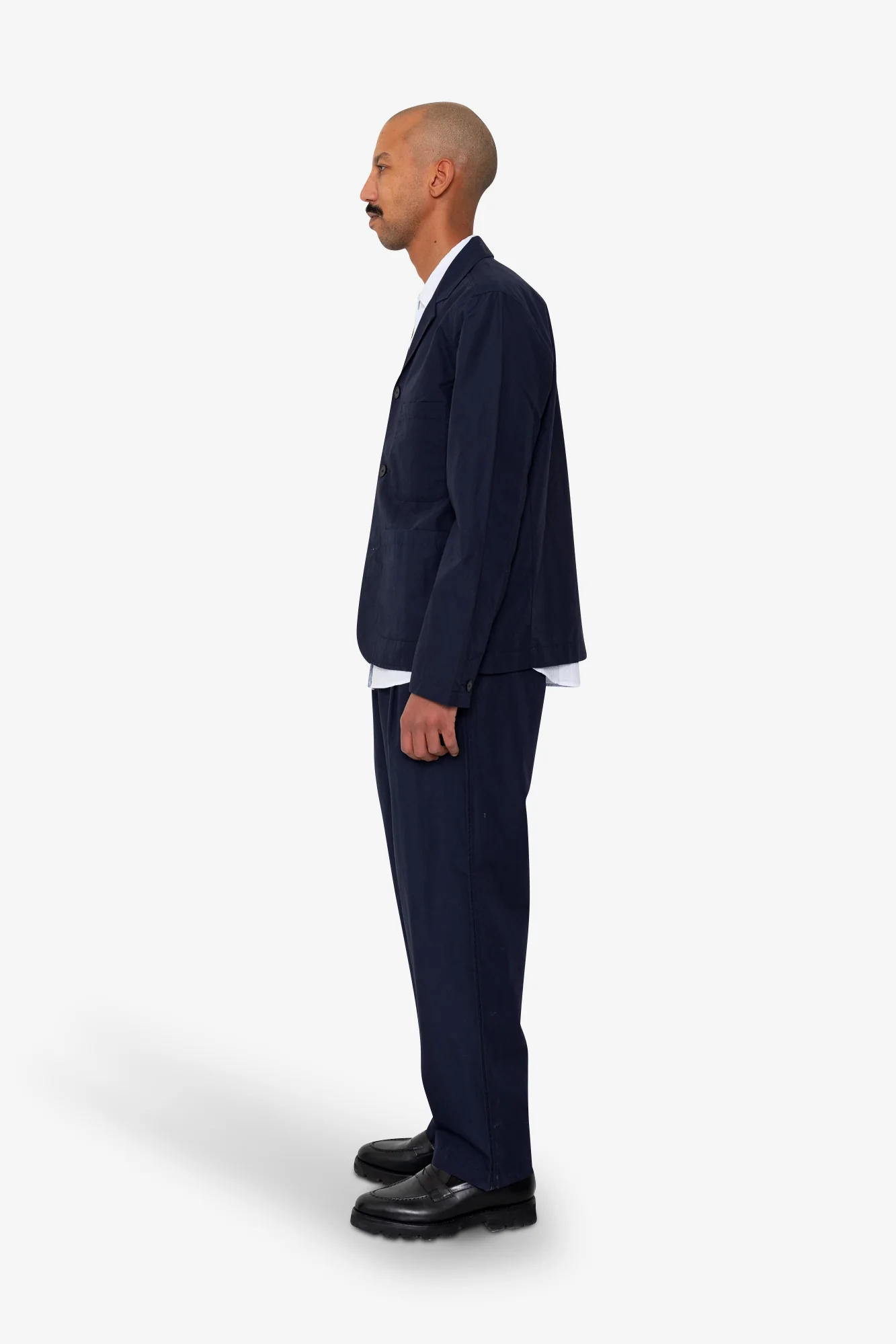 Wide Fit Blazer - Navy Tech Slub - Image 4