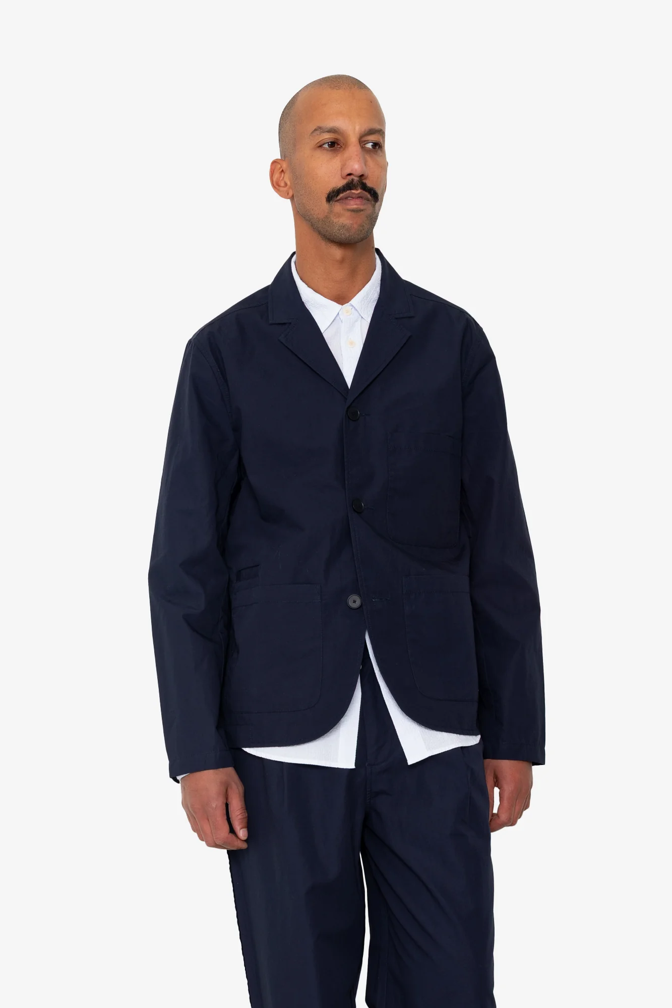 Wide Fit Blazer - Navy Tech Slub - Image 7