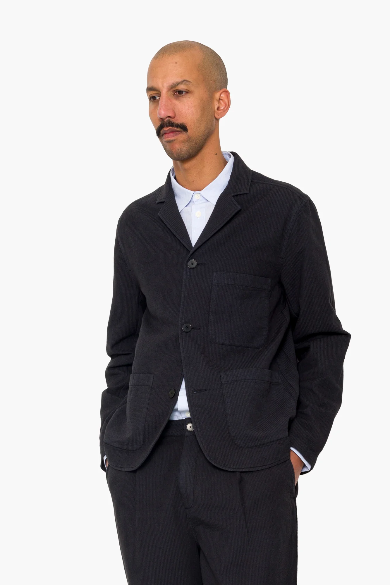 Wide Fit Blazer - Soft Black Topstitch - Image 7