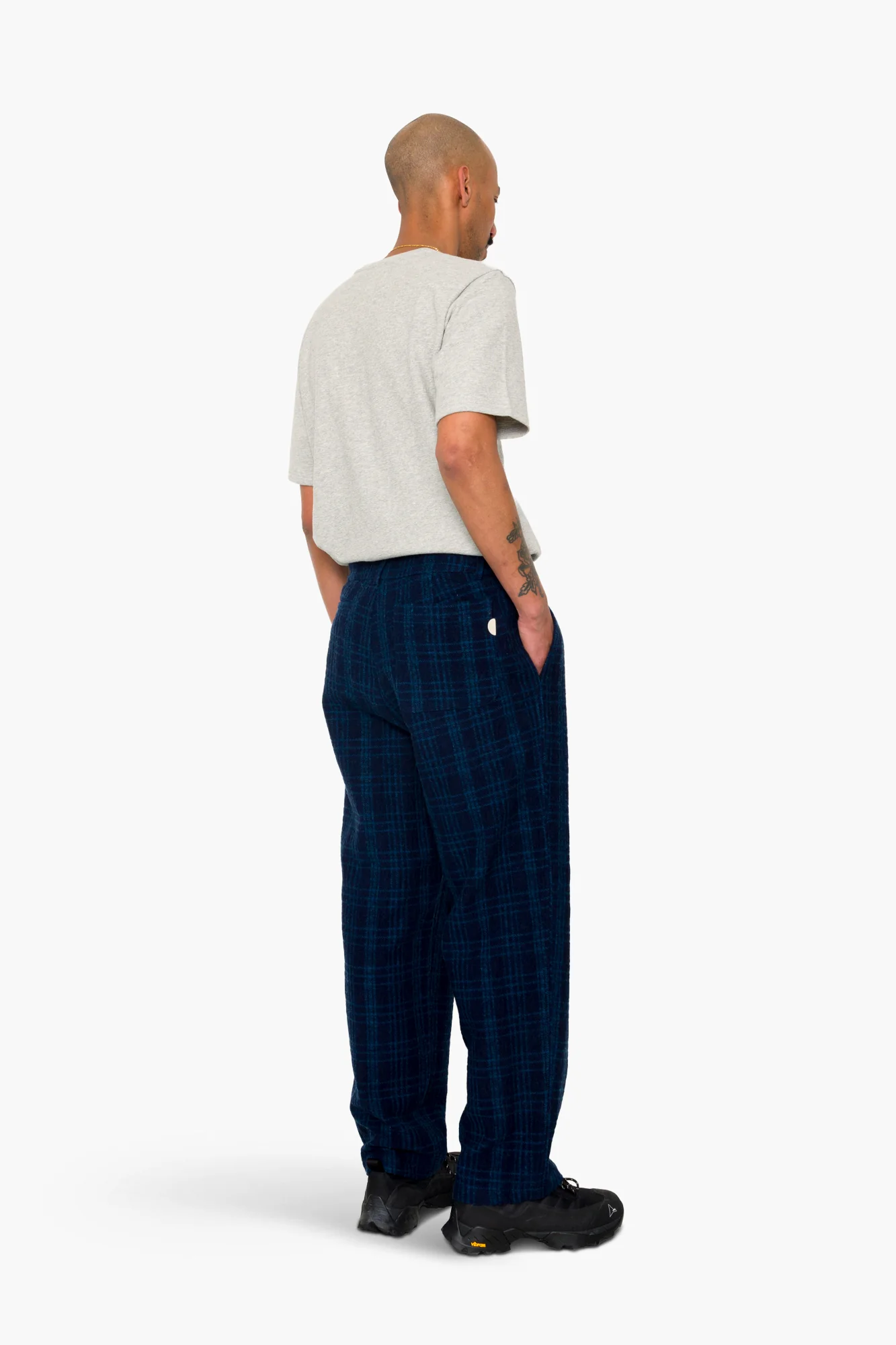 Wide Fit Trouser - Indigo Wool Check - Image 9