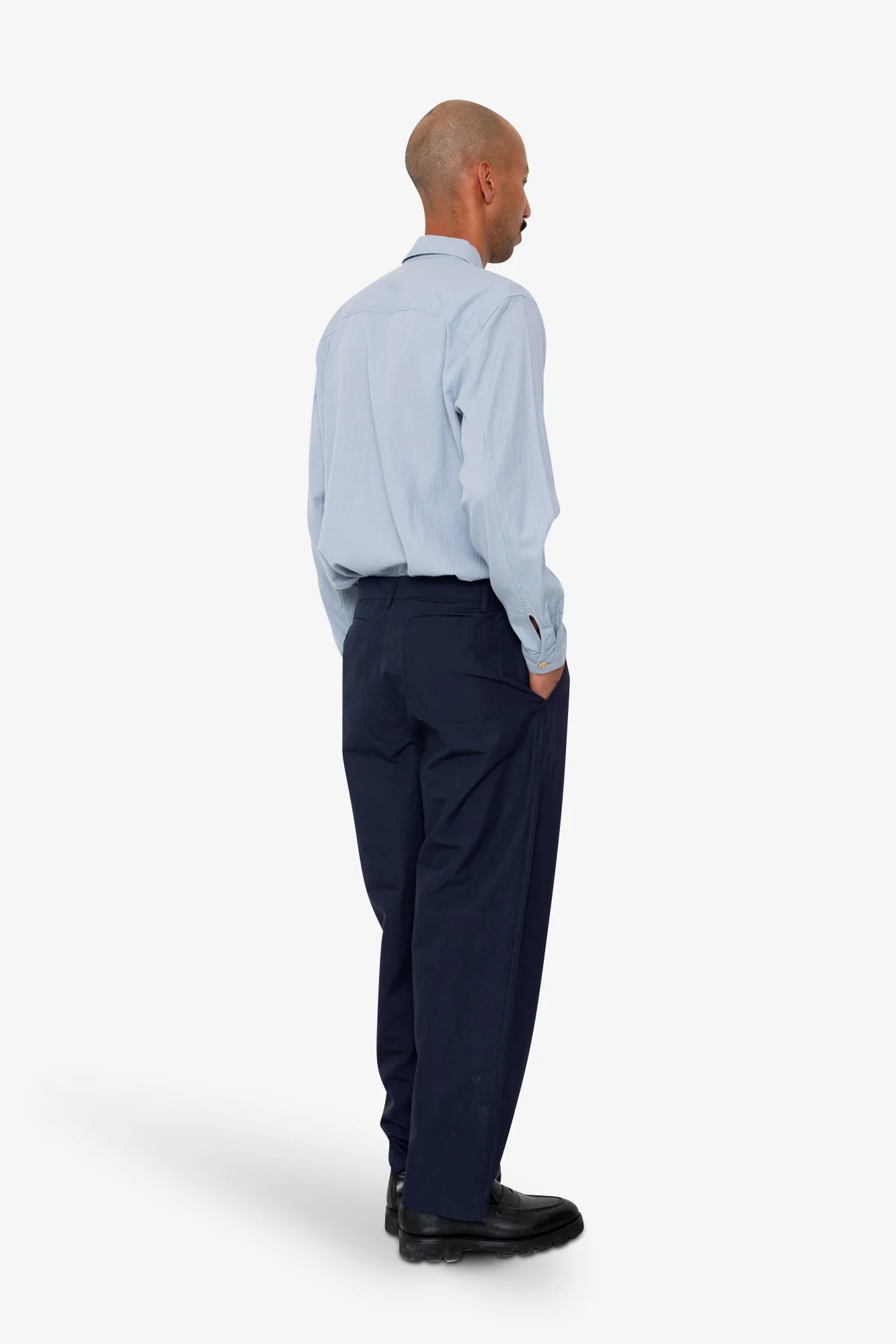 Wide Fit Trouser - Navy Tech Slub - Image 6