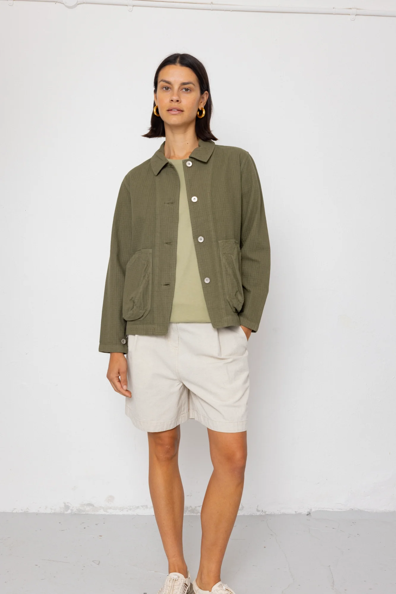 Women's Prism Jacket - Light Olive Chunky Ripstop - Image 6