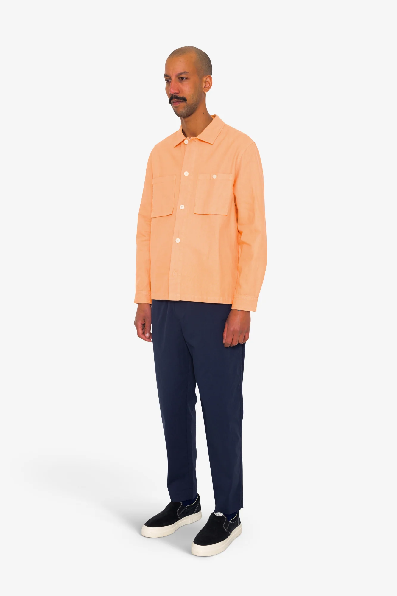 Patch Overshirt - Faded Orange Hemp Canvas - Image 3