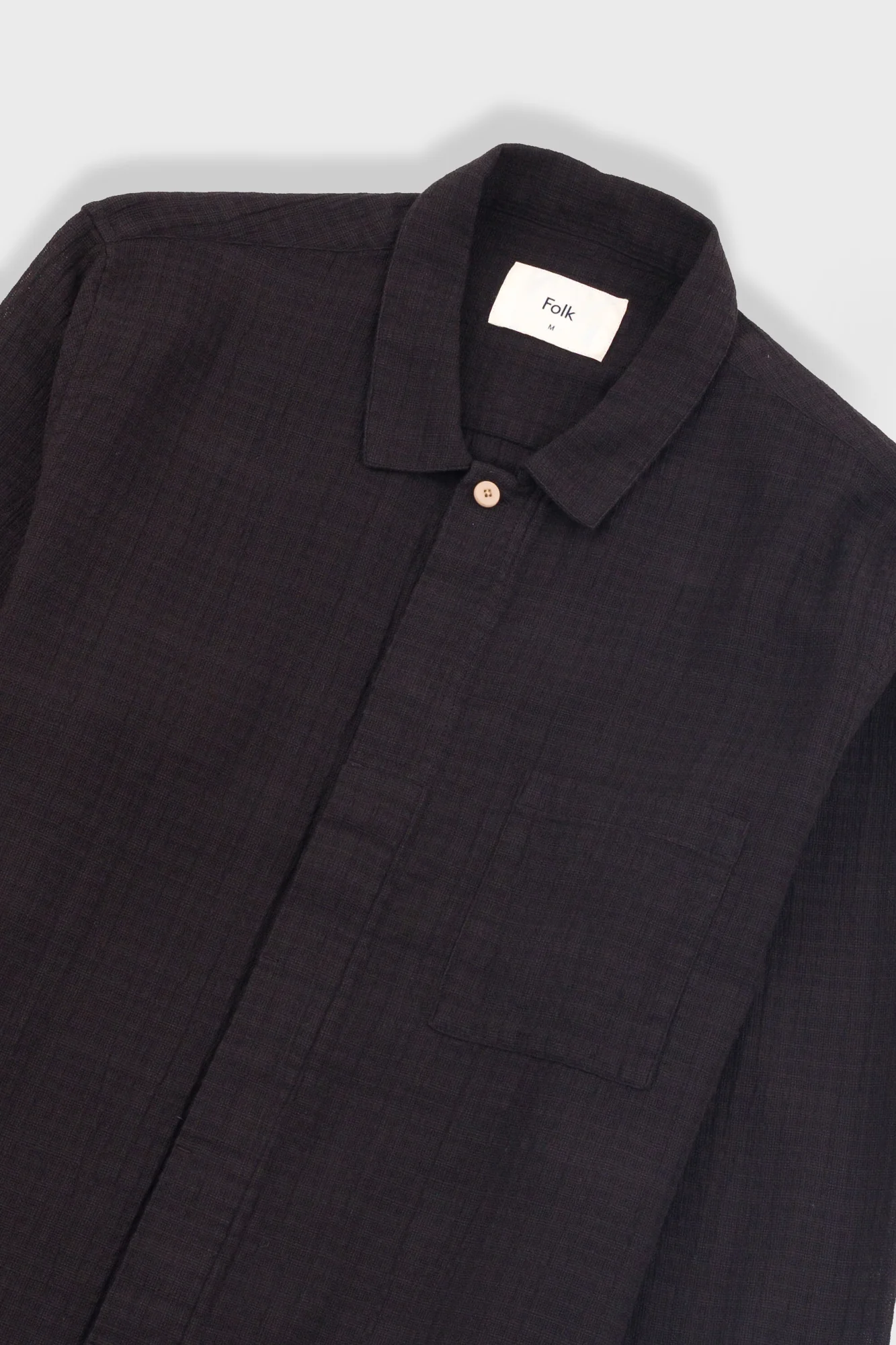 Patch Shirt - Soft Black Open Weave Check - Image 5