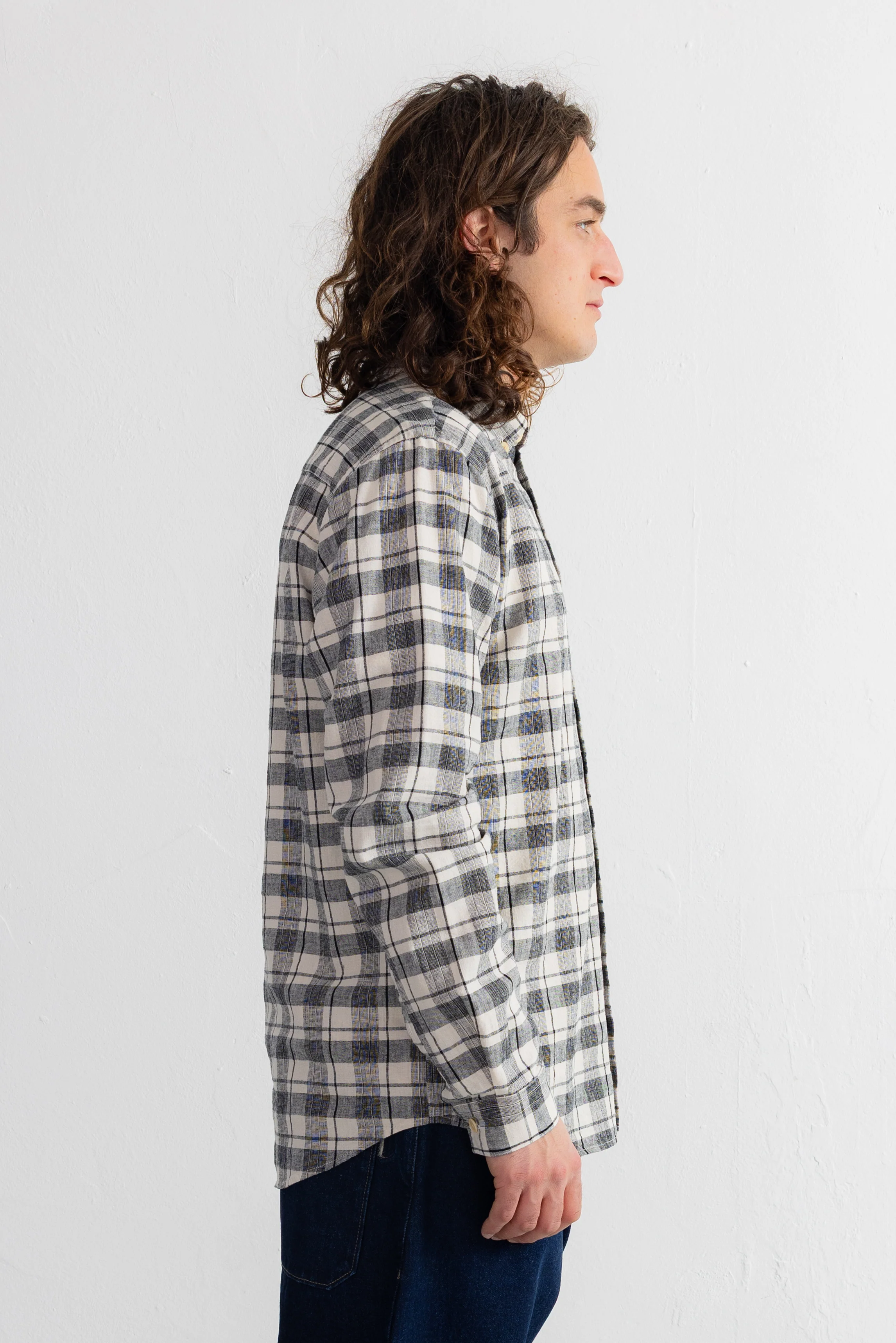 Relaxed Fit Shirt - Ecru Black Check - Image 3
