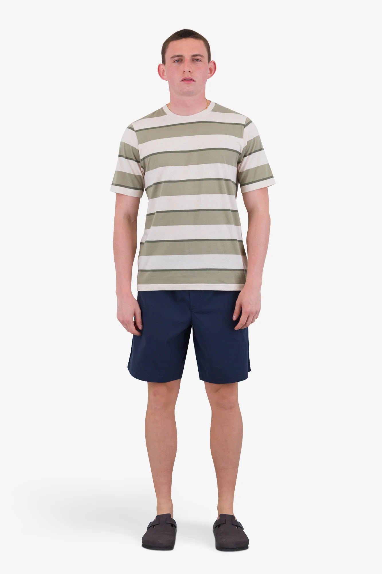 Shadow Stripe T-Shirt - Light Sage Melange - Image 2