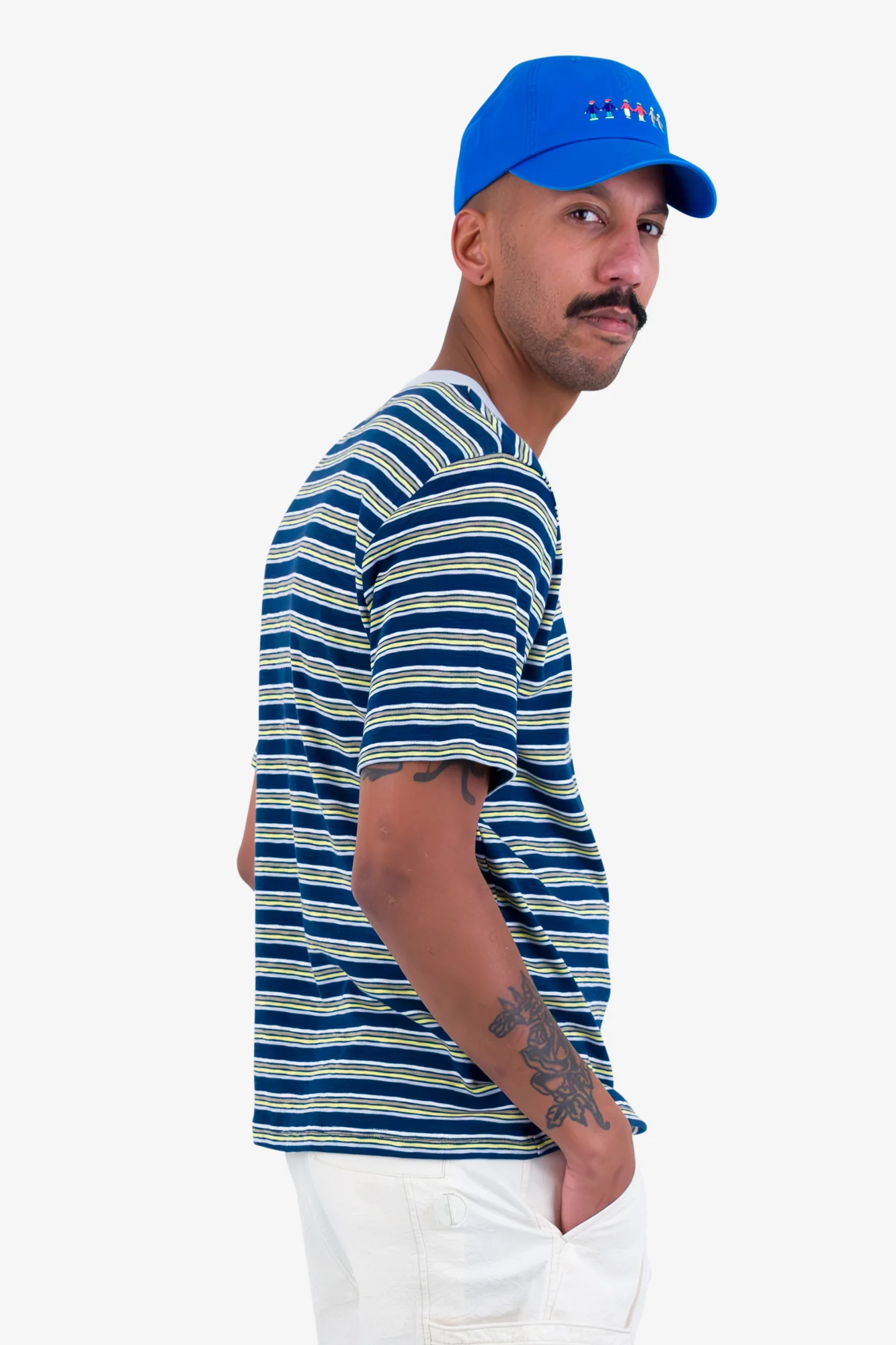 Short Sleeve Multistripe T-Shirt - Deep Blue Mix - Image 8