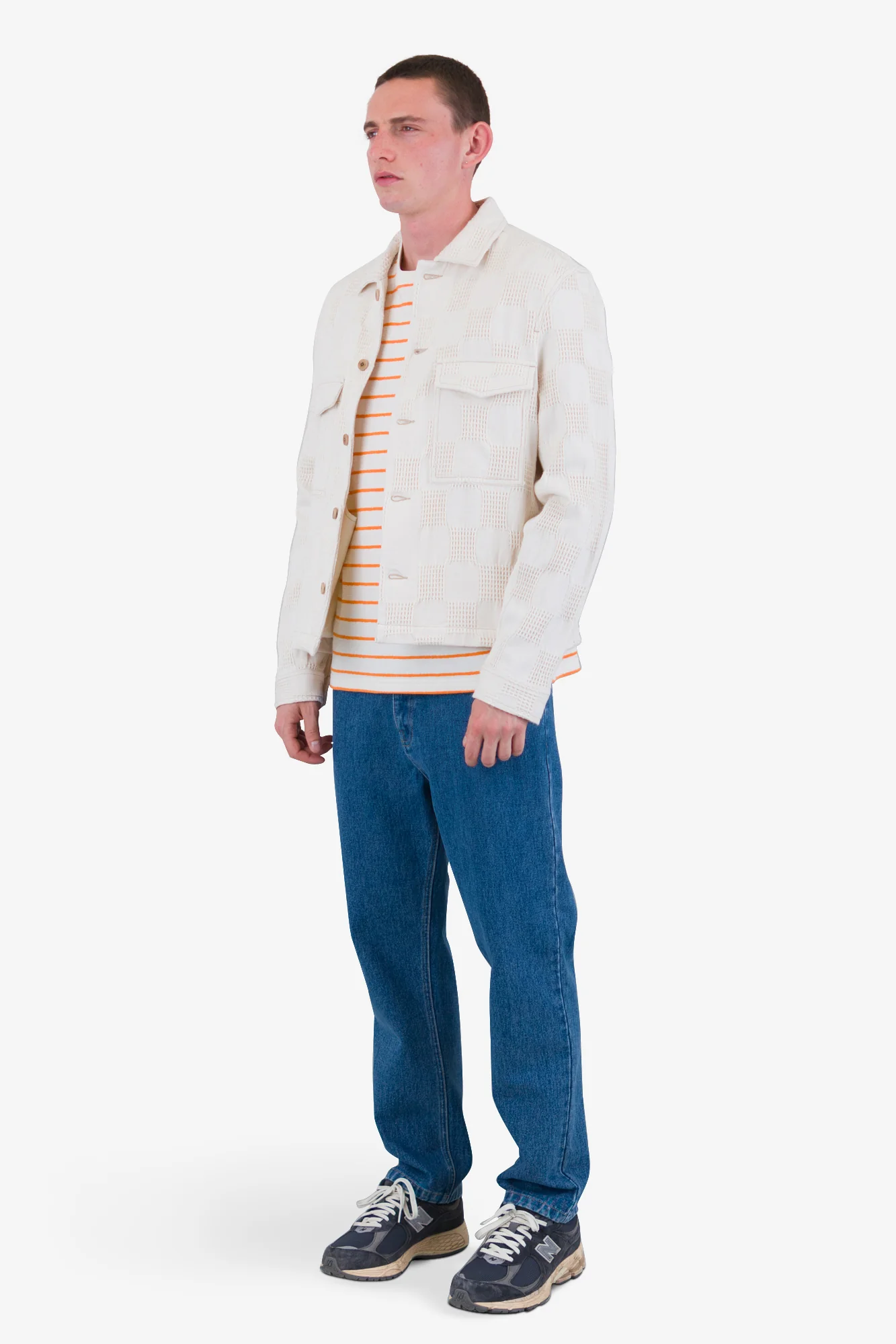 Zaki Jacket - Ecru Waffle Check - Image 3